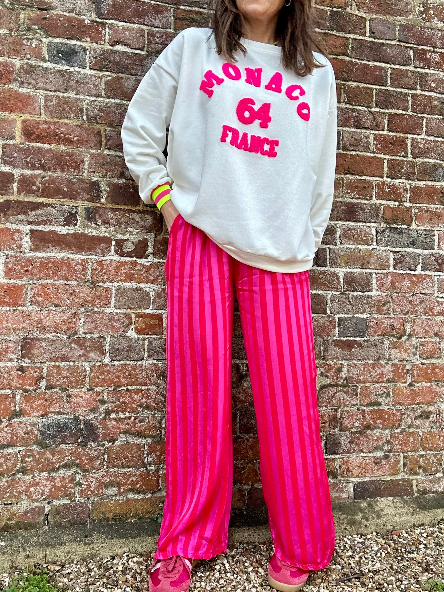 Chelsea striped lounge pants - Red / Pink