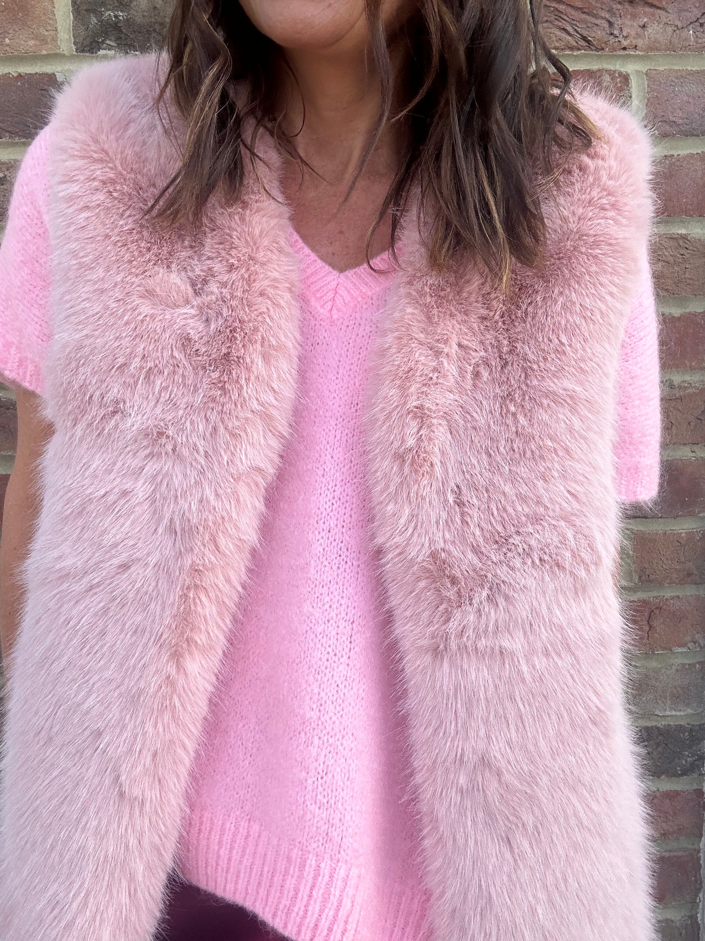 Venus faux fur gilet - Powder
