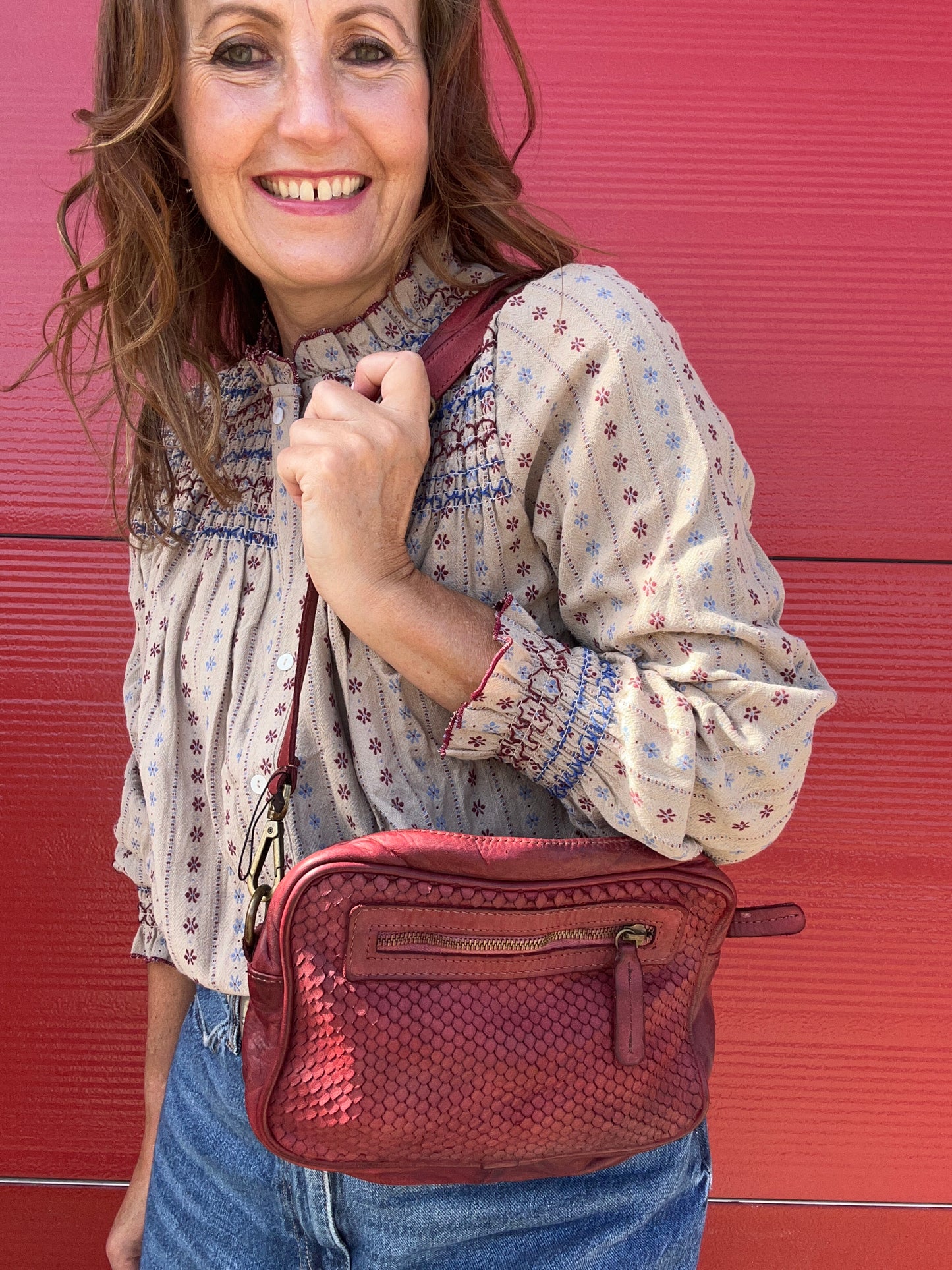 Dahlia red leather bag