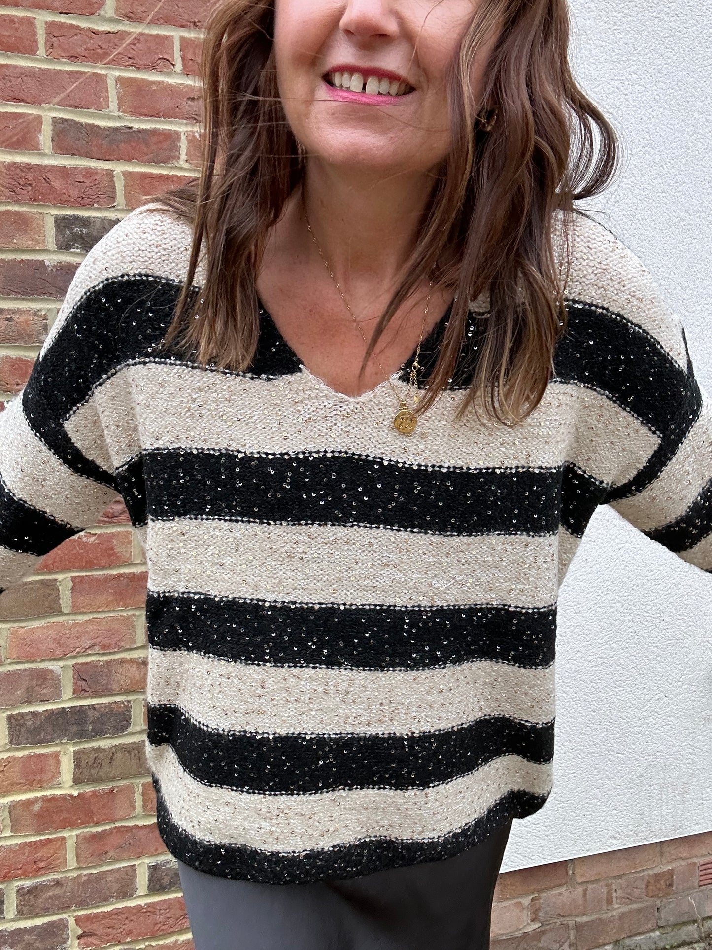 Paula stripe sweater - Black