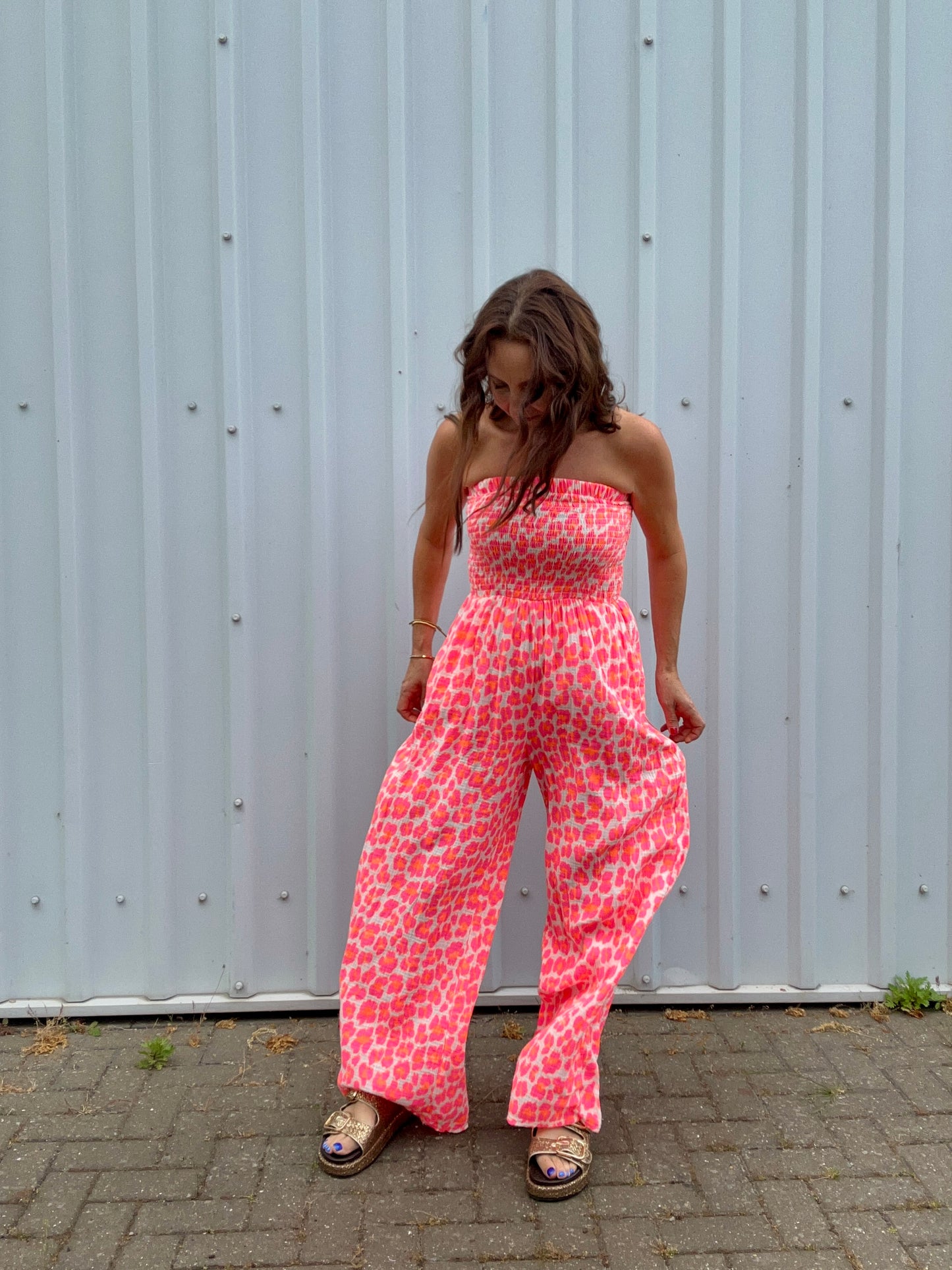 Dee leopard jumpsuit - Orange / Pink
