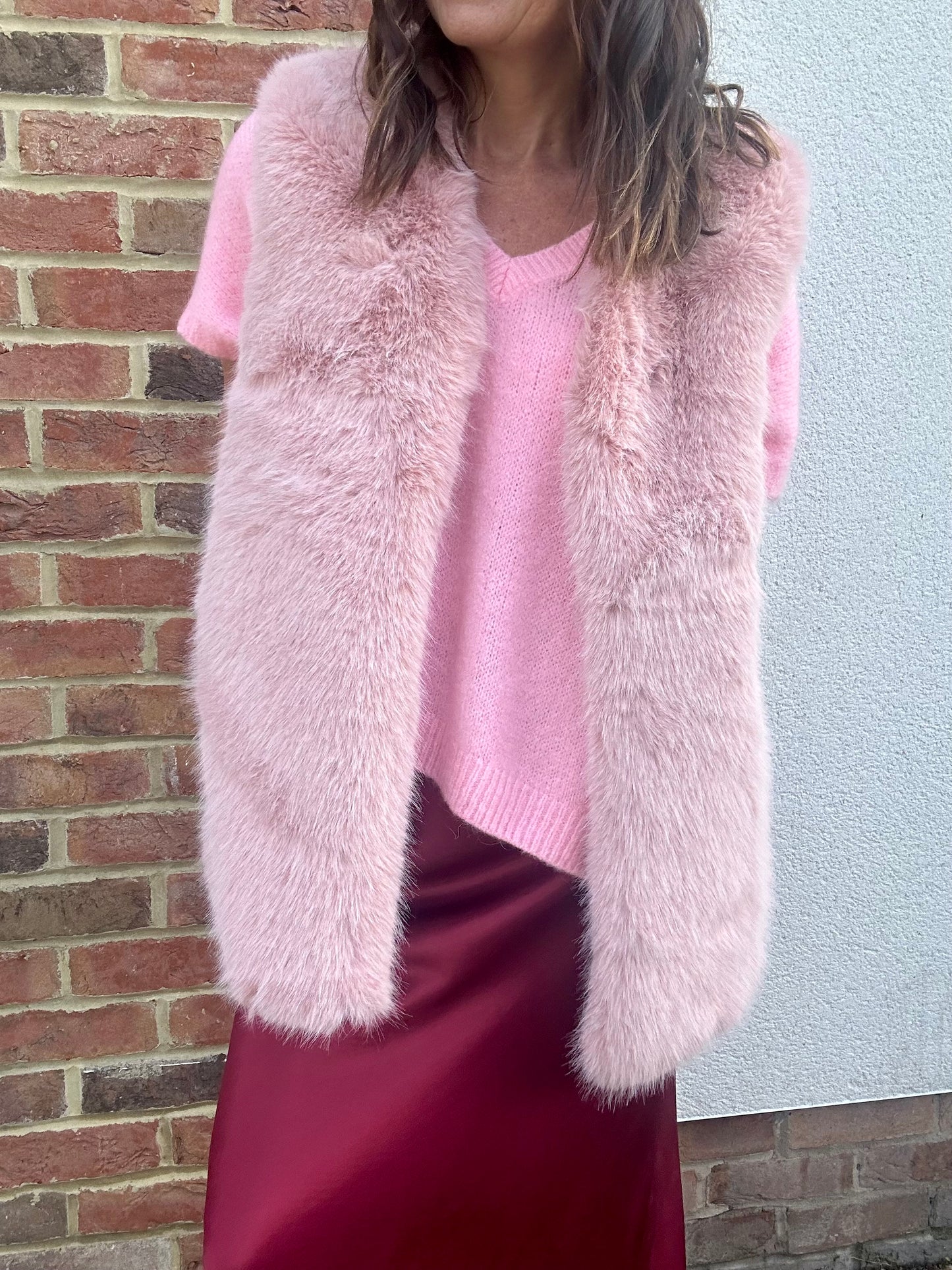 Venus faux fur gilet - Powder