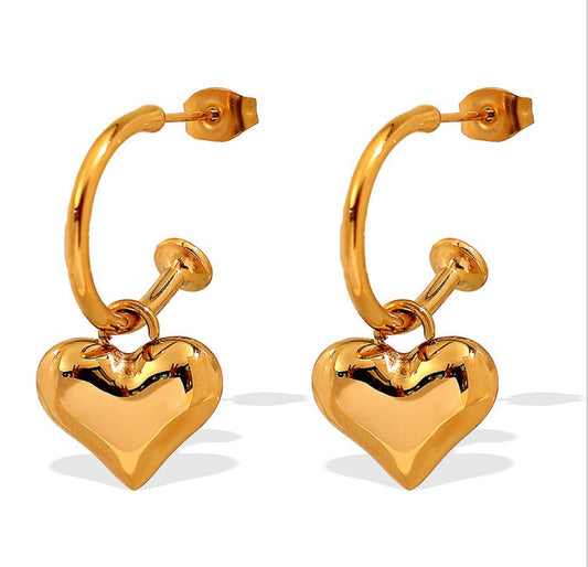 Chunky heart earrings - Gold