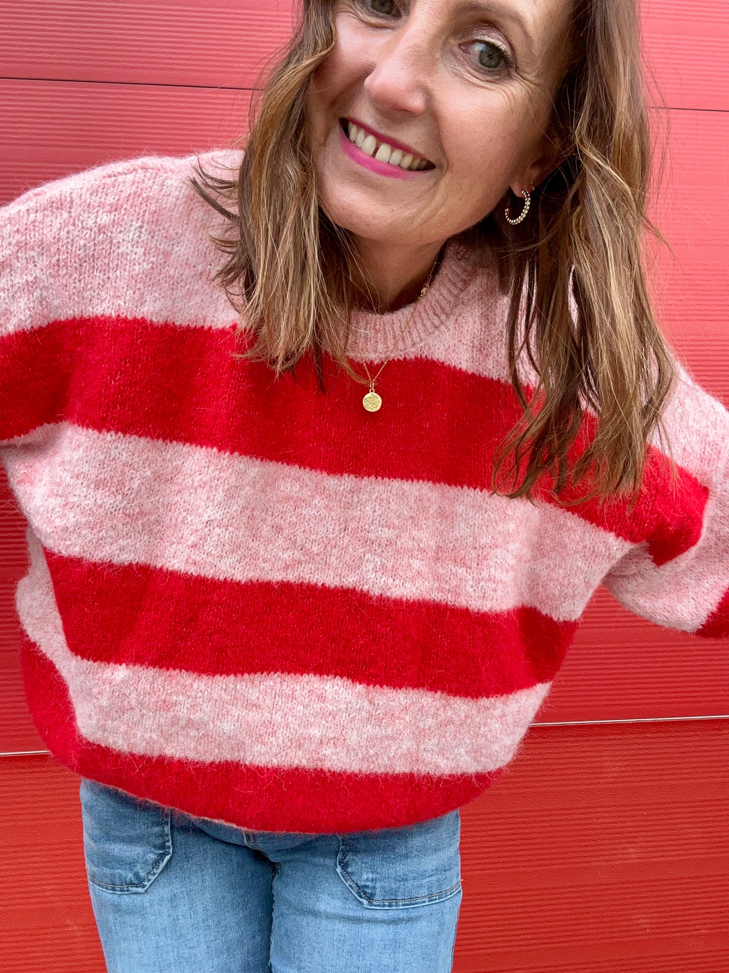 Clover striped sweater - Pink / Red