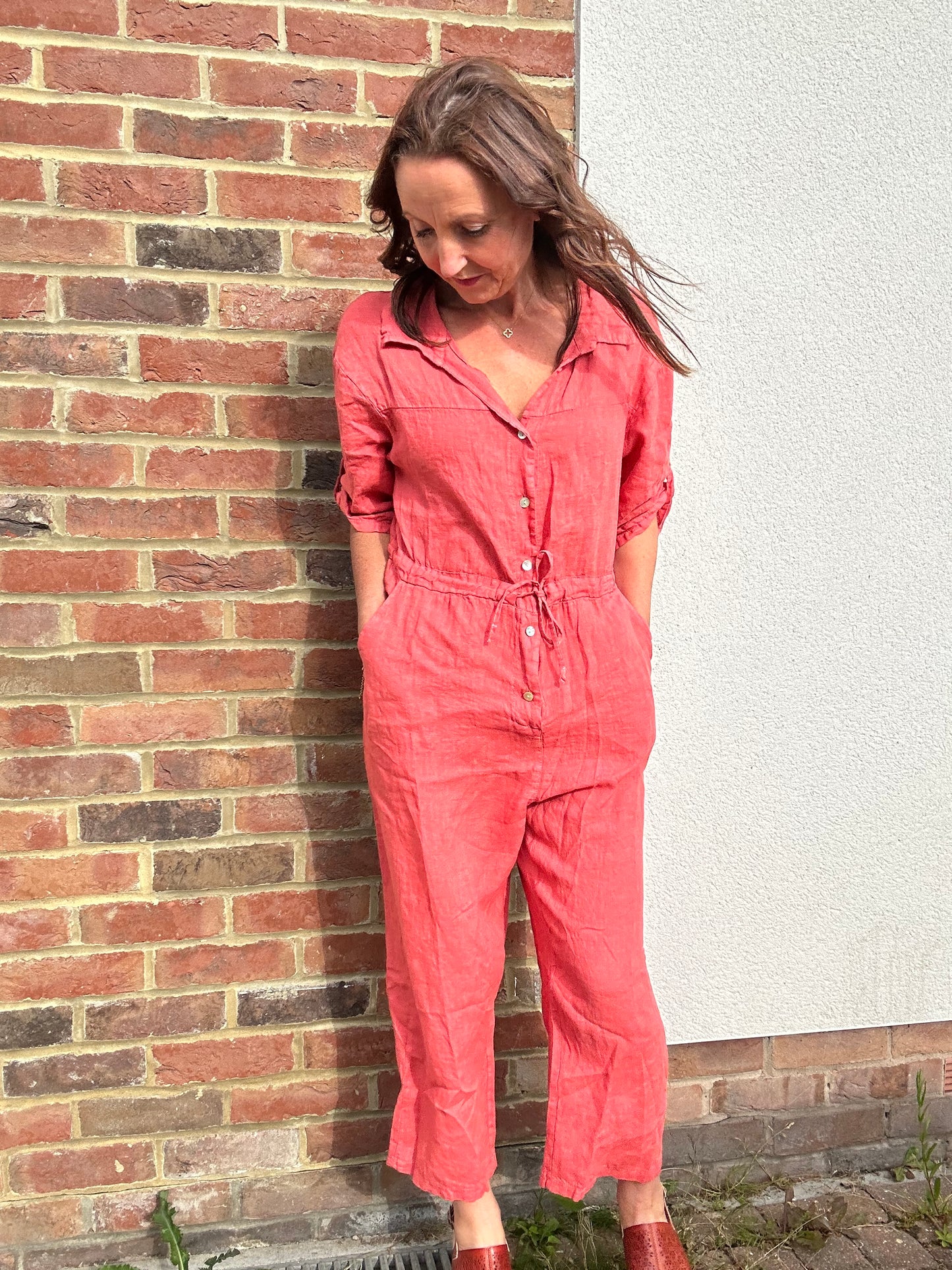 Lexie linen jumpsuit - Terracotta
