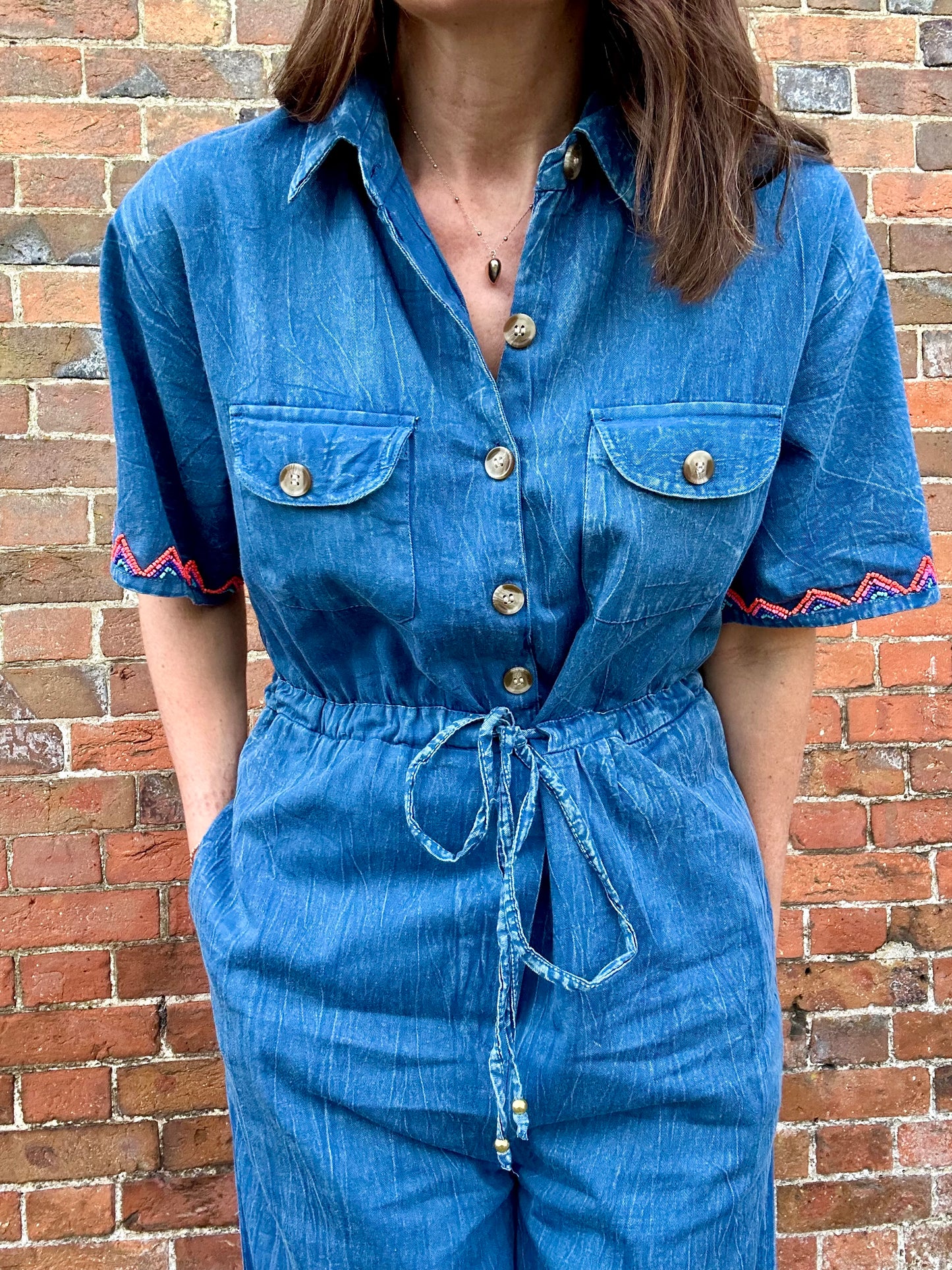 Everly beaded jumpsuit - Blue