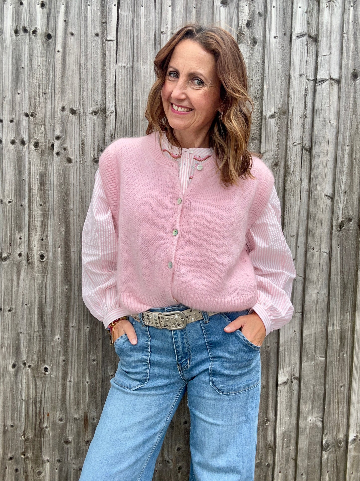 Brodie sleeveless cardigan - Pink