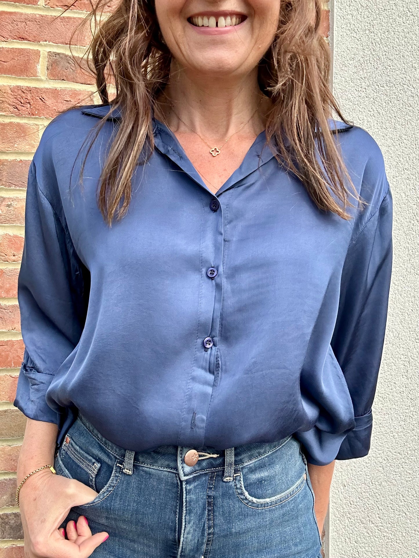 Mary silk mix blouse - Midnight