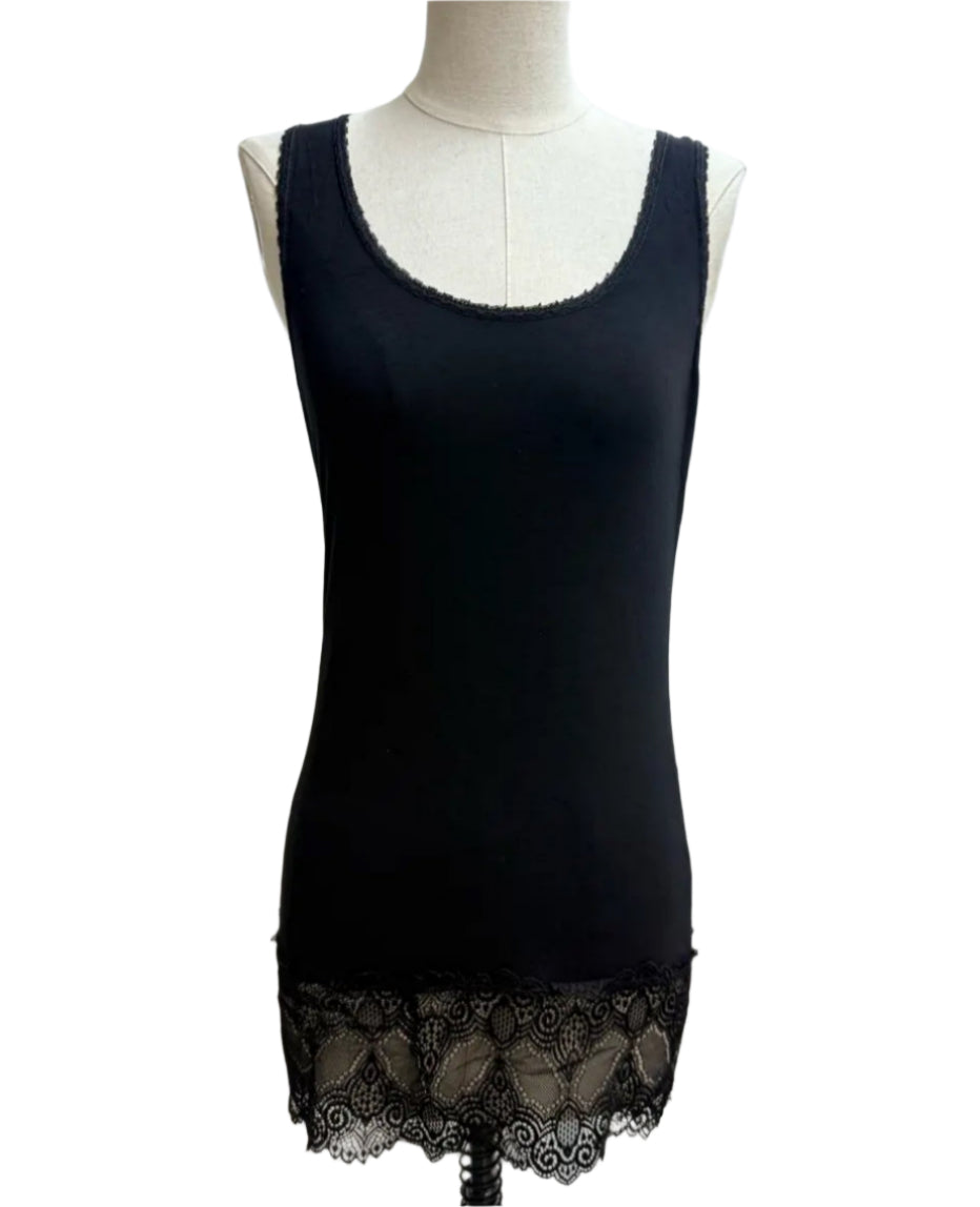 Gabi lace trim vest - Black