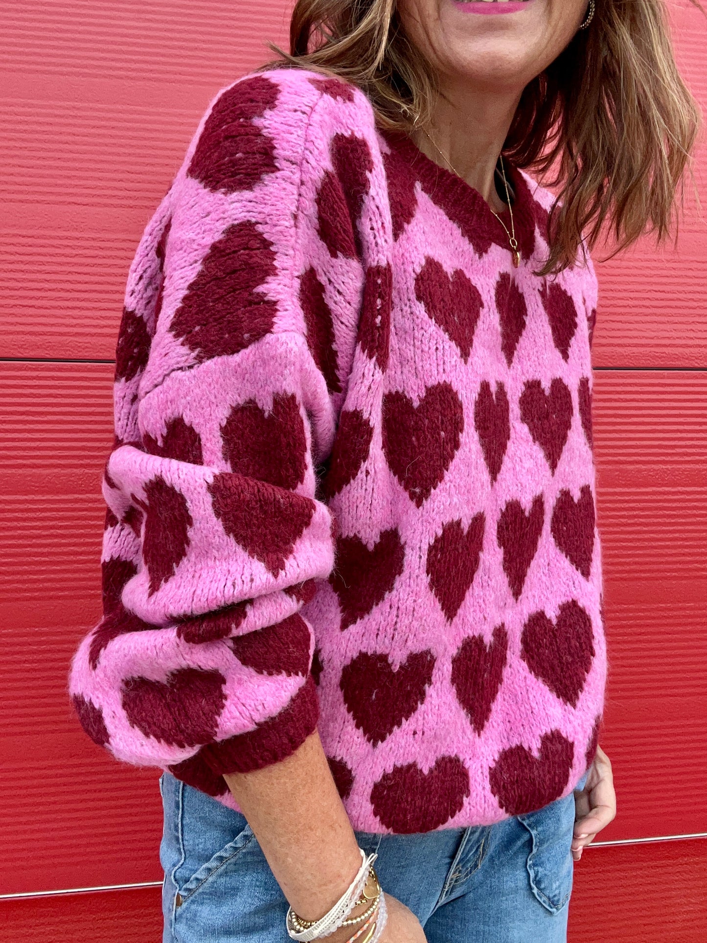 Jojo heart sweater - Pink / Plum
