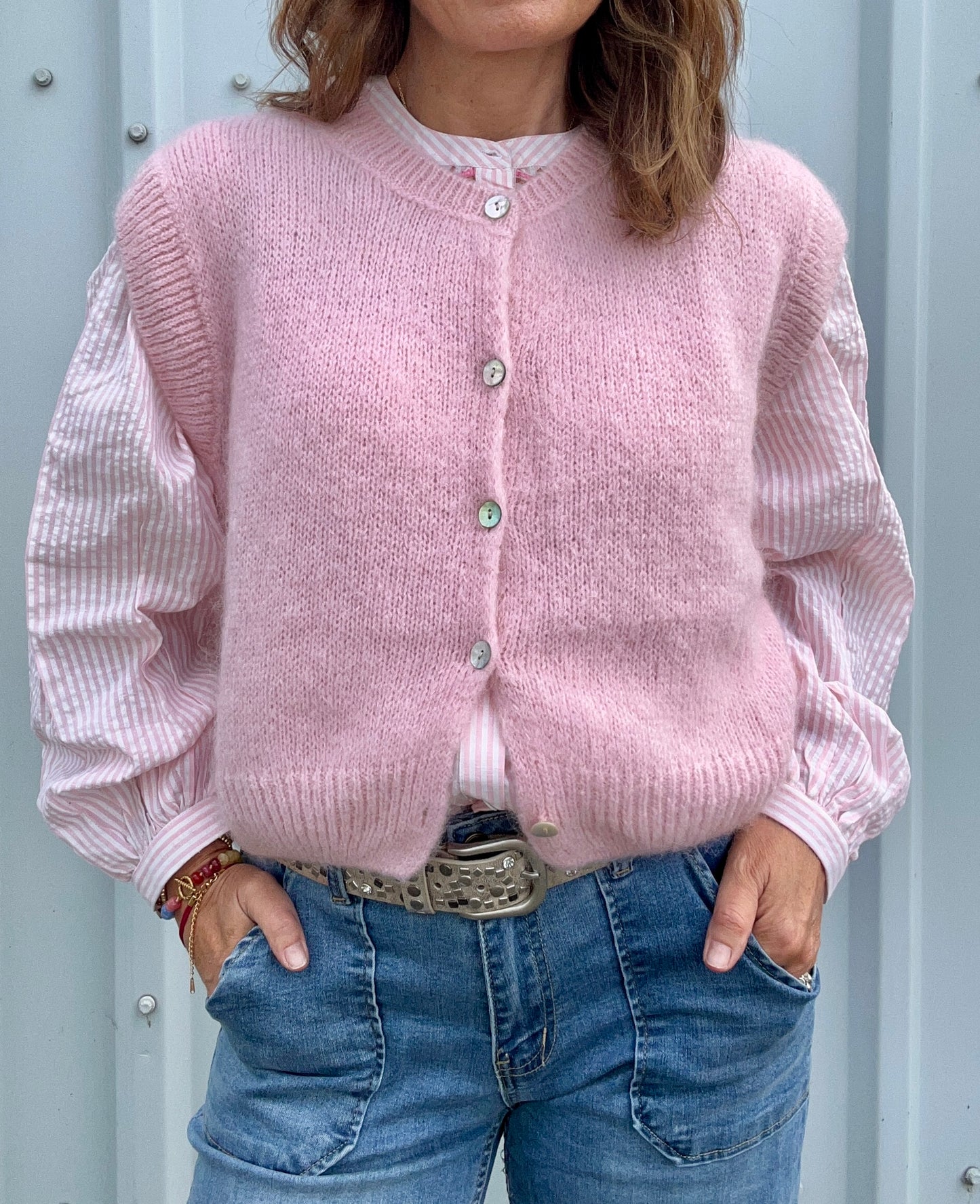 Brodie sleeveless cardigan - Pink