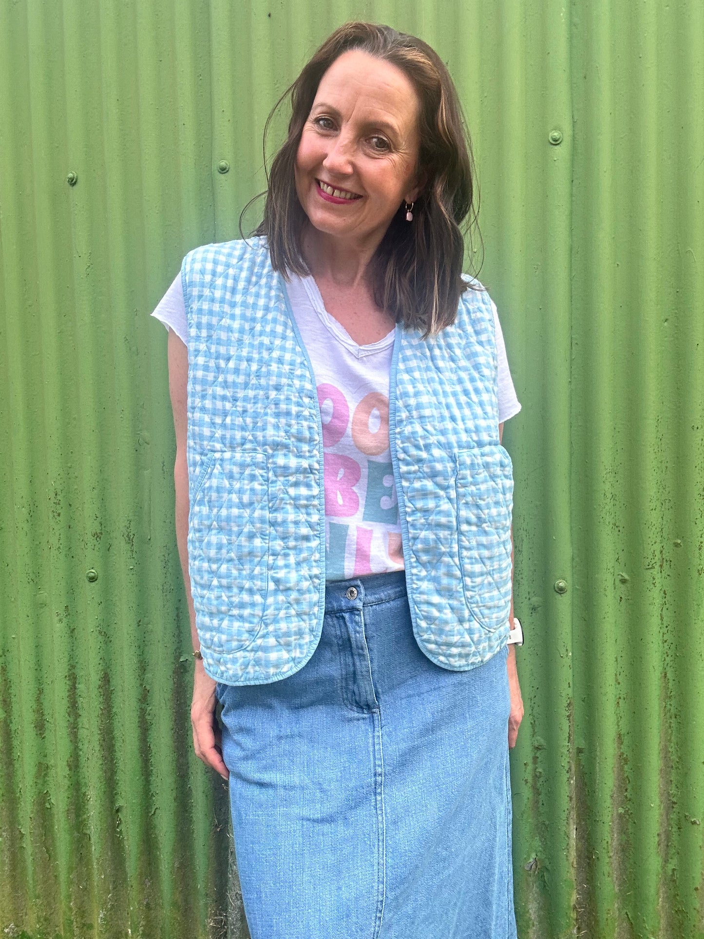 Molly gingham waistcoat - Blue