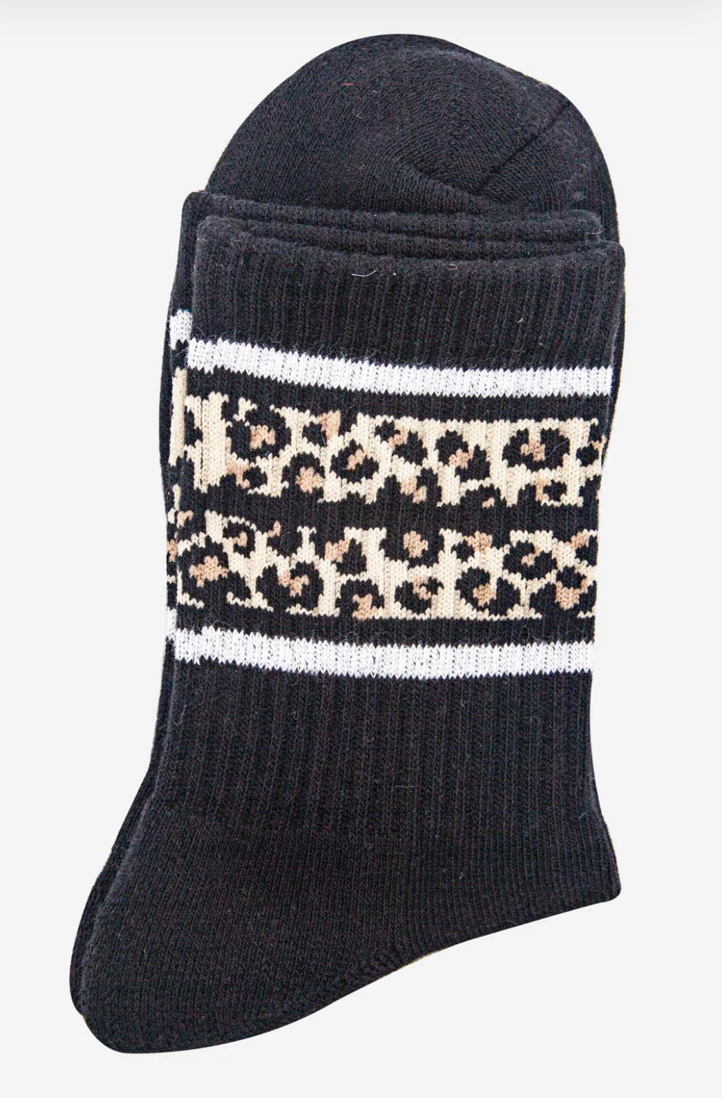 Sporty leopard socks - Black