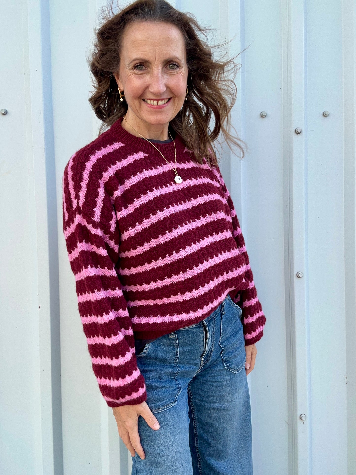 Sienna striped sweater - Plum / Pink