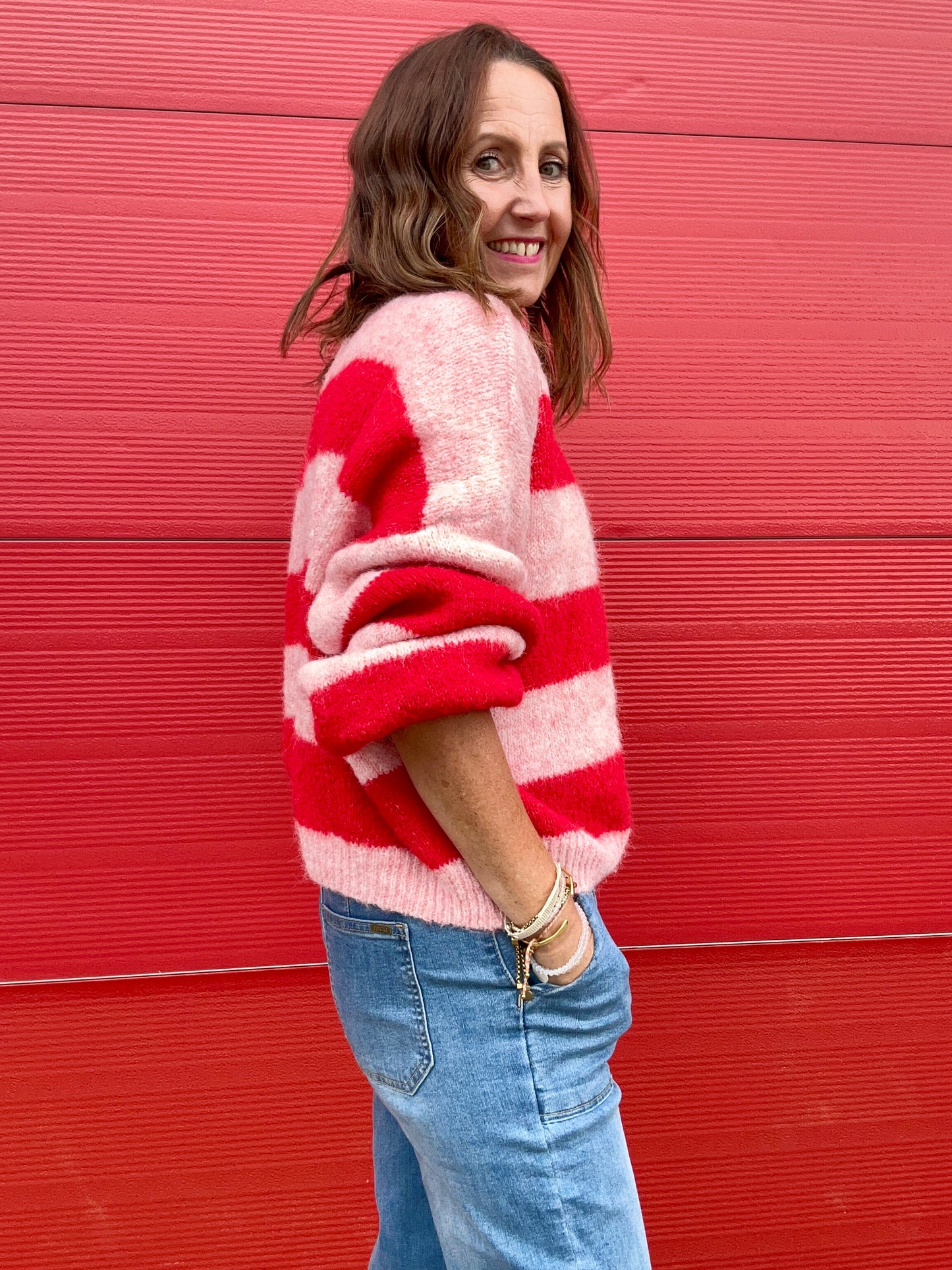Clover striped sweater - Pink / Red