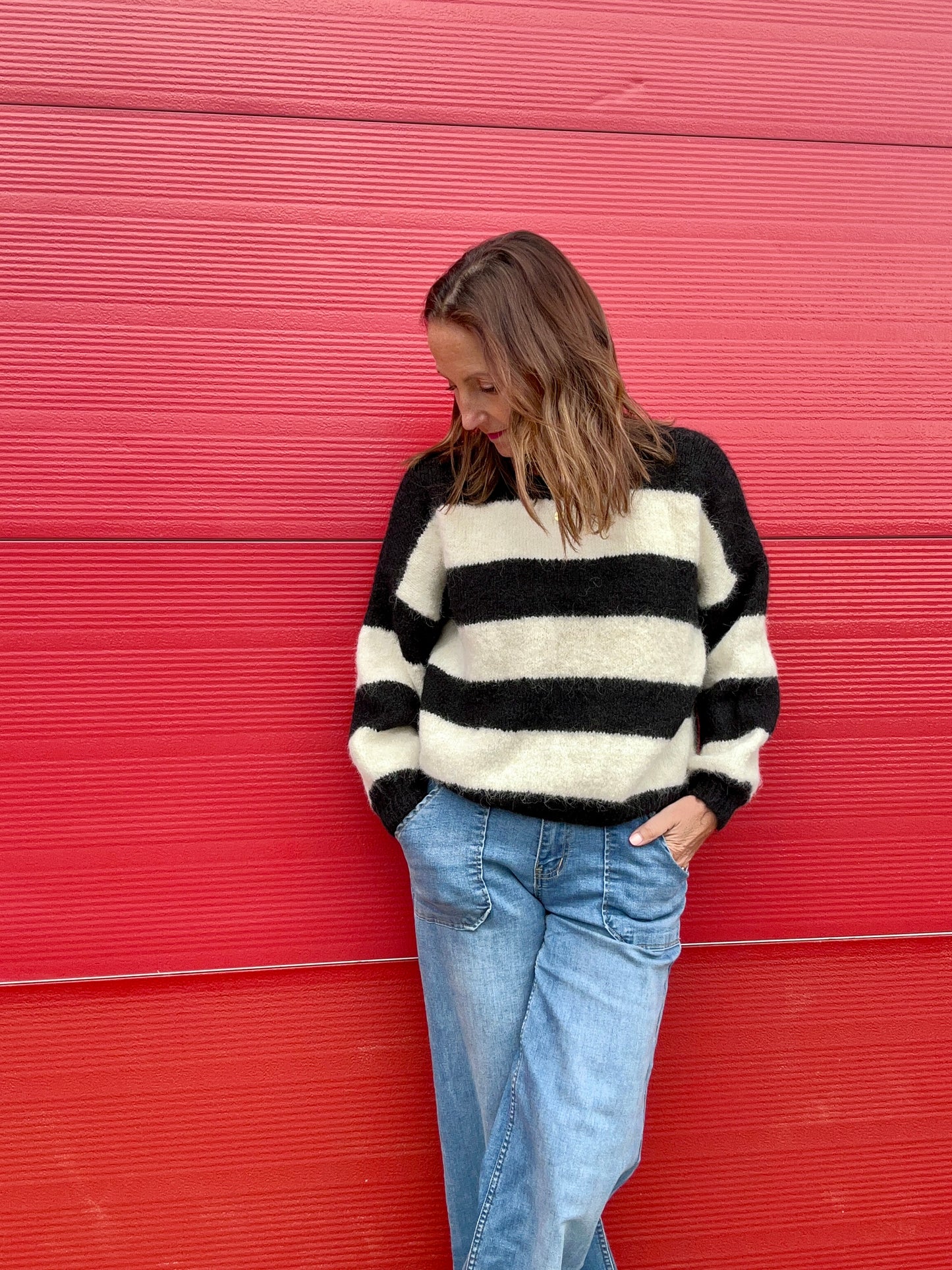 Clover striped sweater - Black / Cream