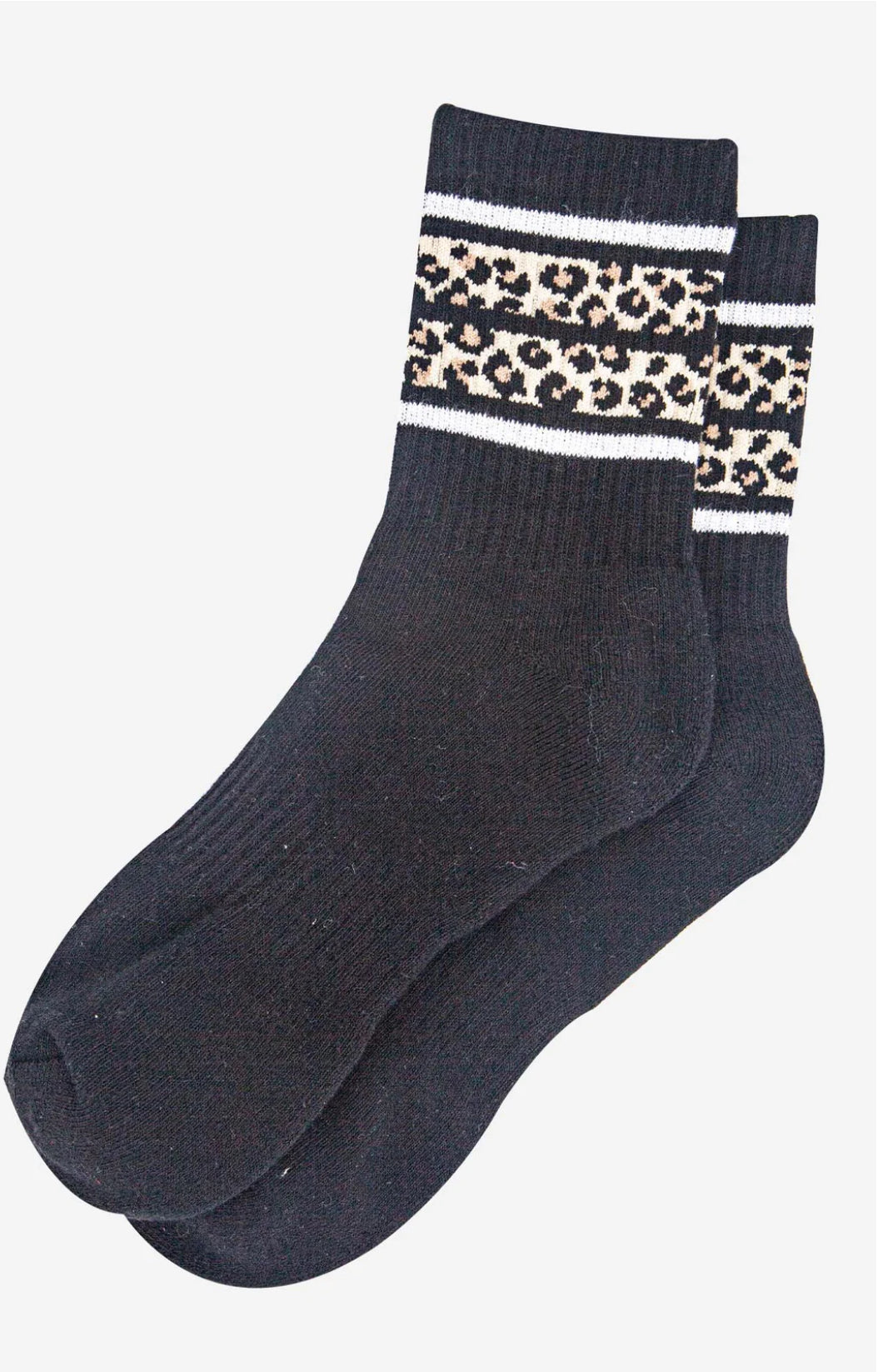 Sporty leopard socks - Black