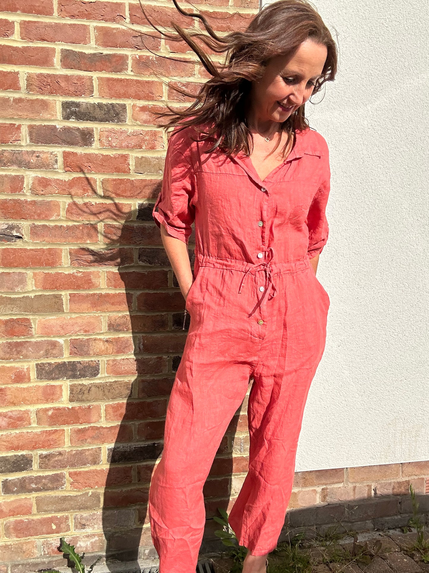 Lexie linen jumpsuit - Terracotta