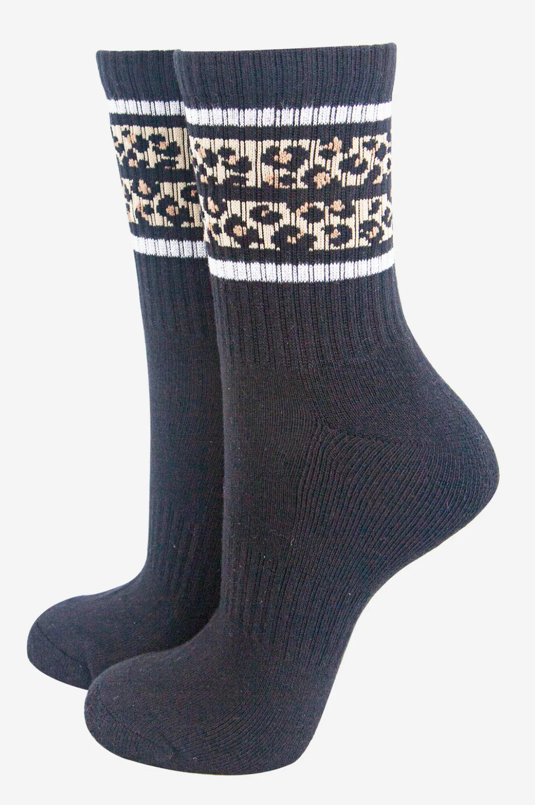 Sporty leopard socks - Black
