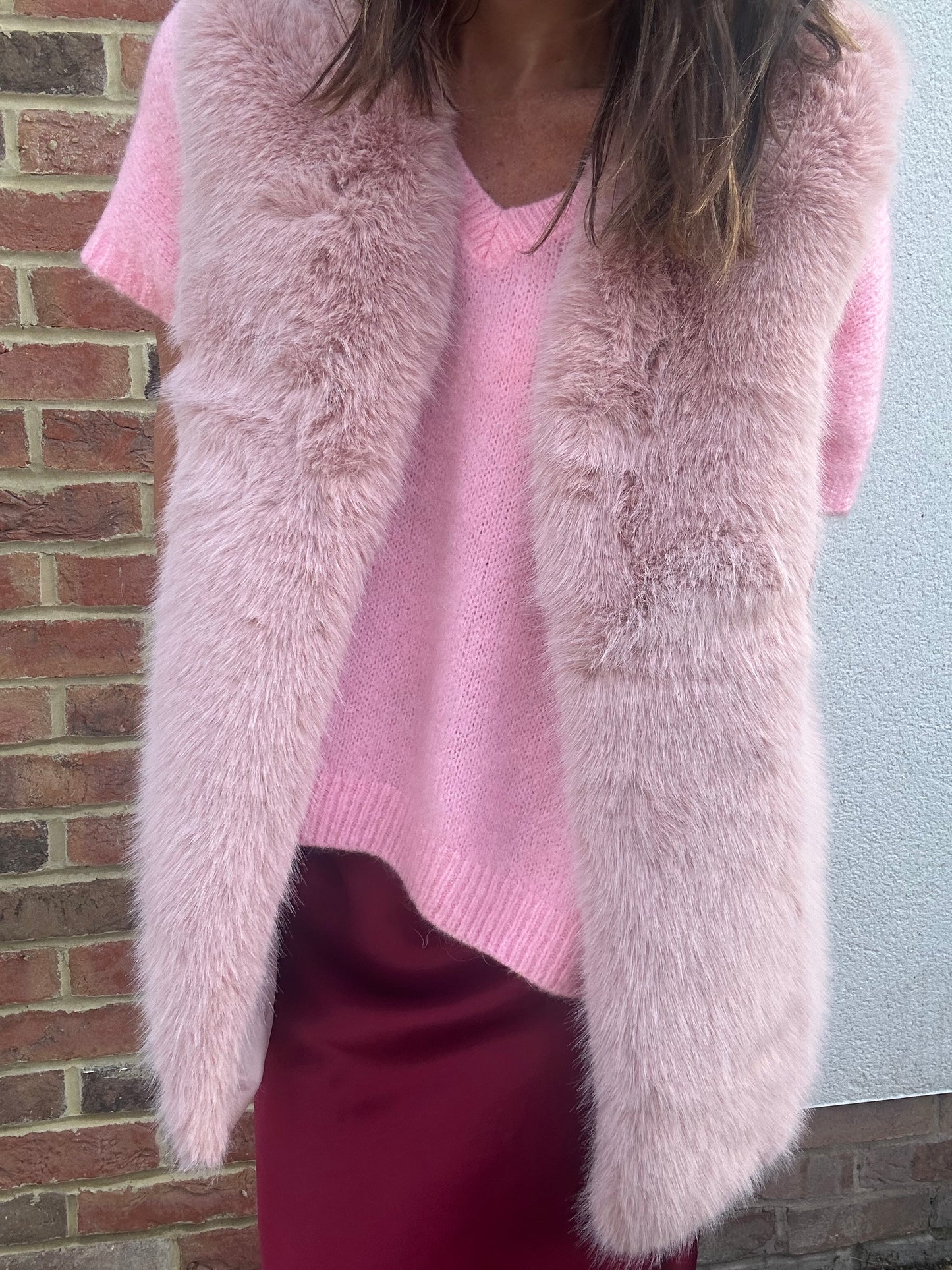 Venus faux fur gilet - Powder