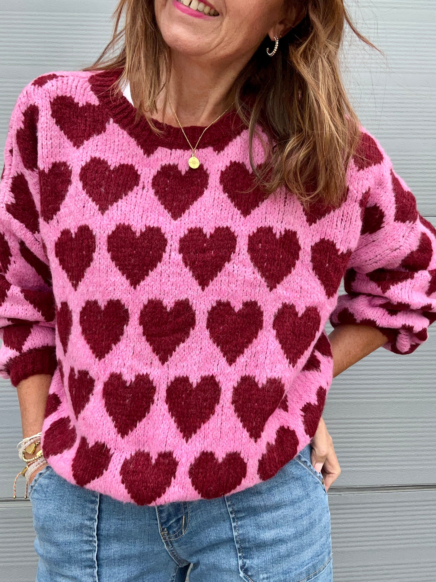 Jojo heart sweater - Pink / Plum