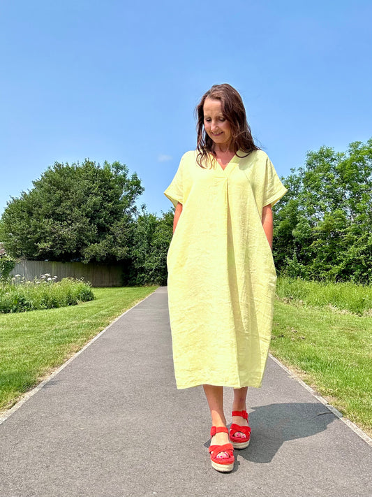 Laurie linen dress - Lemon