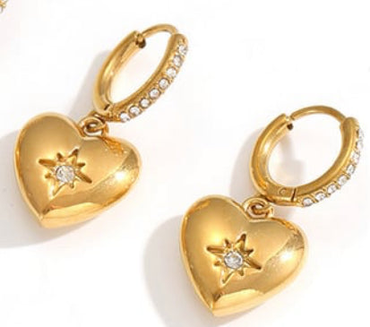 Sparkle heart earrings - Gold