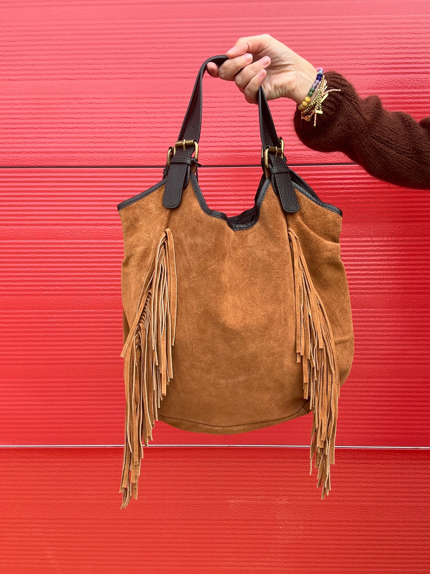 Beth fringed suede bag - Tan