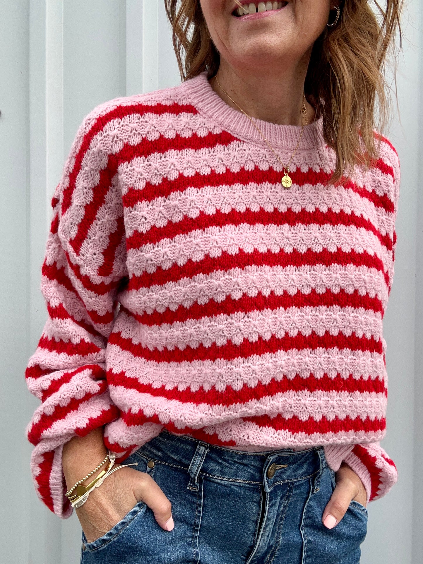 Sienna striped sweater - Red / Pink