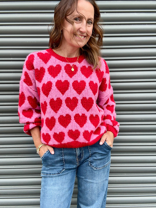 Jojo heart sweater - Red / Pink