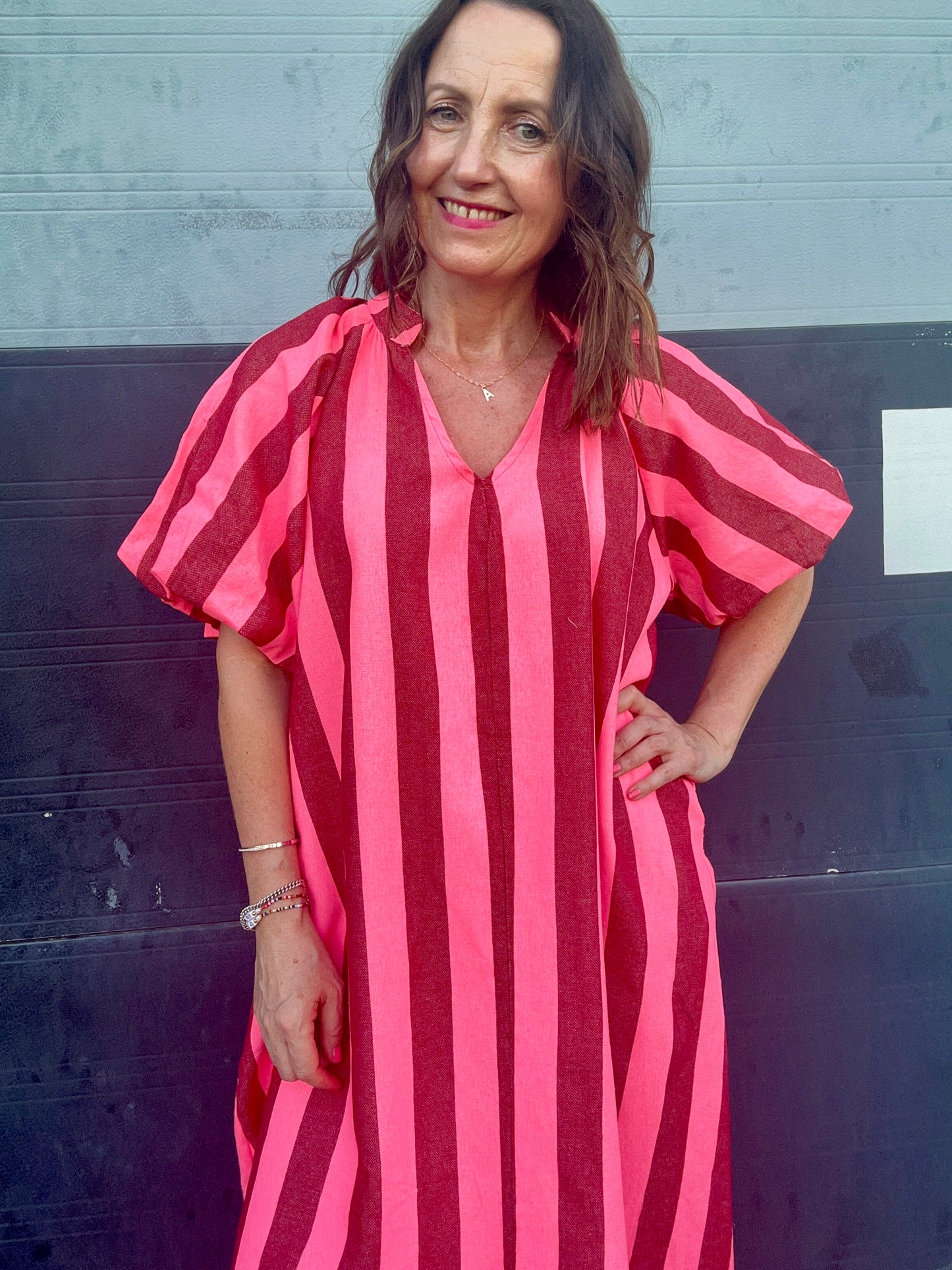 Tinka striped dress - Pink / Red