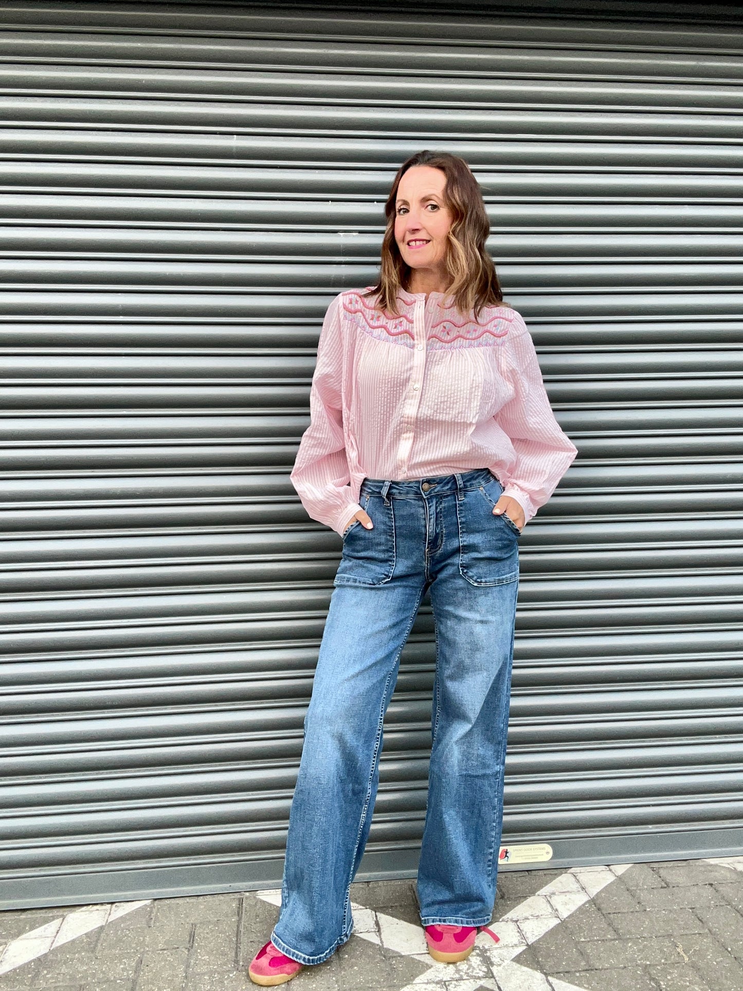 Queenie seersucker blouse - Pink