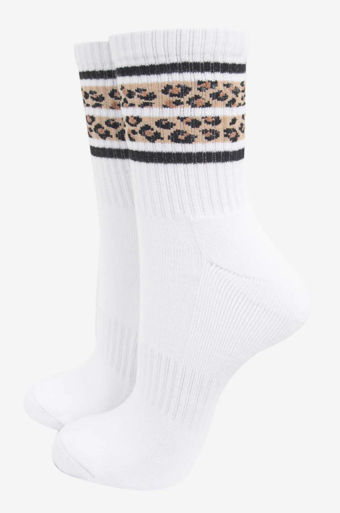 Sporty leopard socks - White