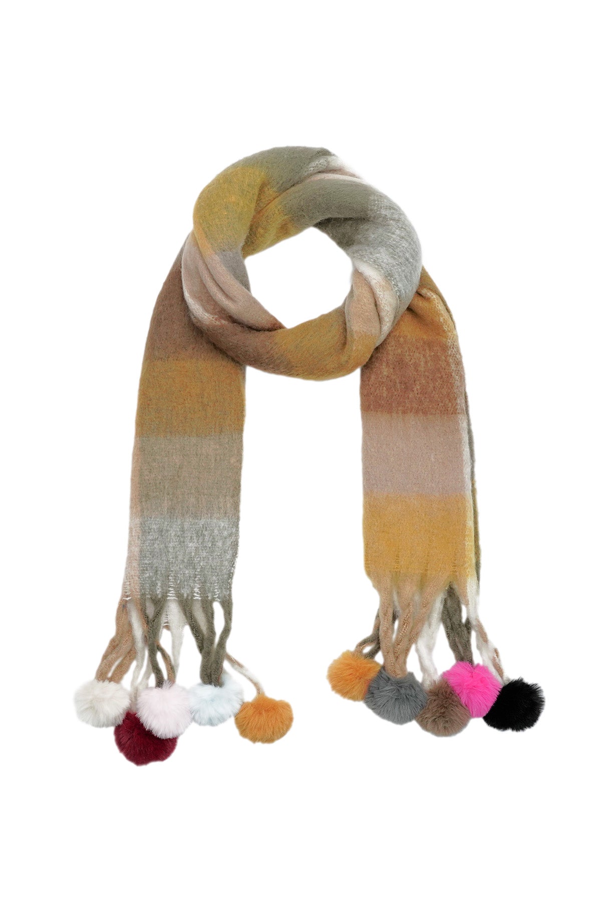 Pompom fun scarf - Beige
