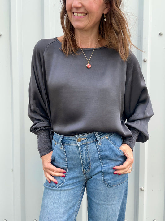 Henrietta silky blouse - Grey