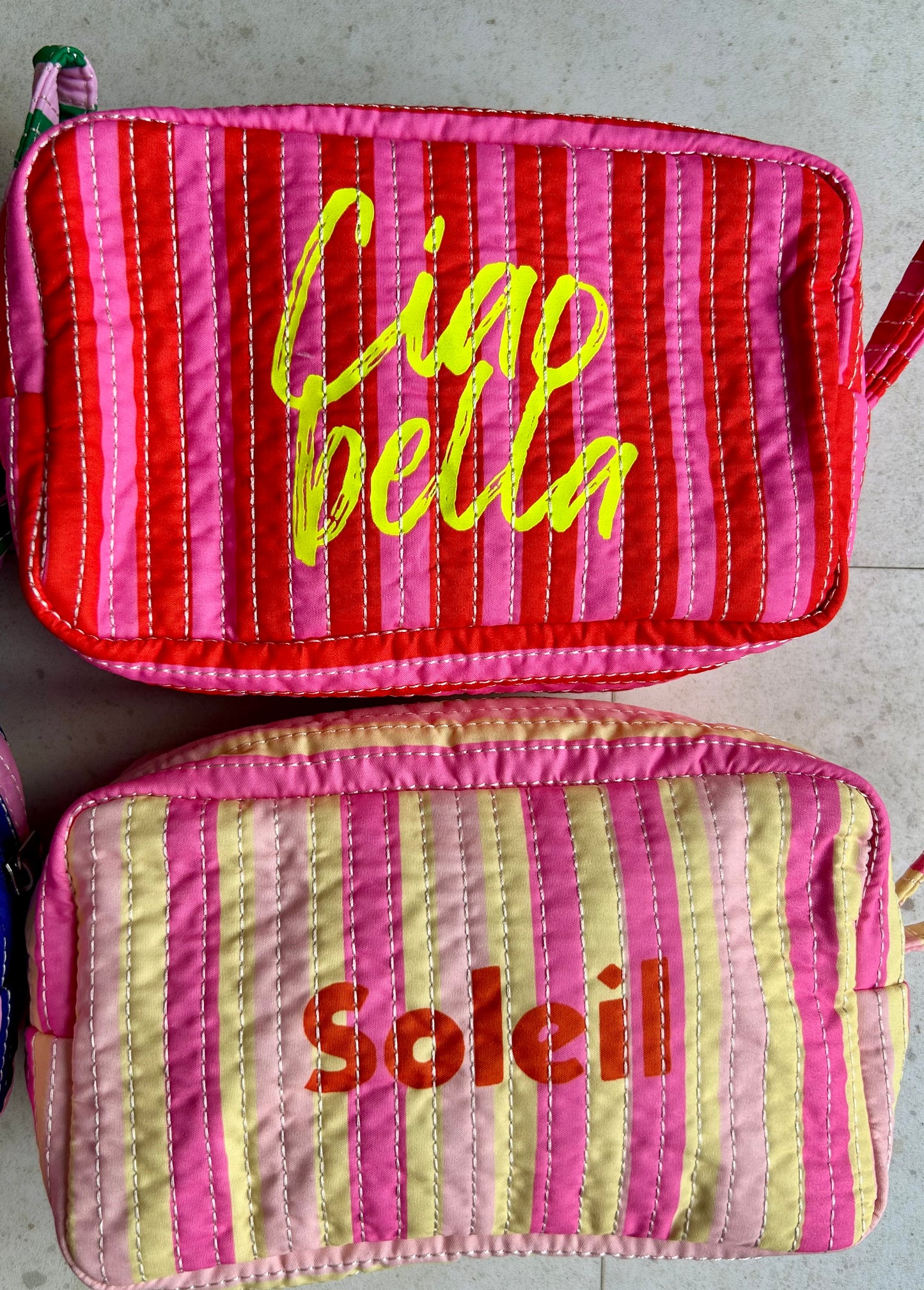 Mitzy stripe make-up bag - Soleil