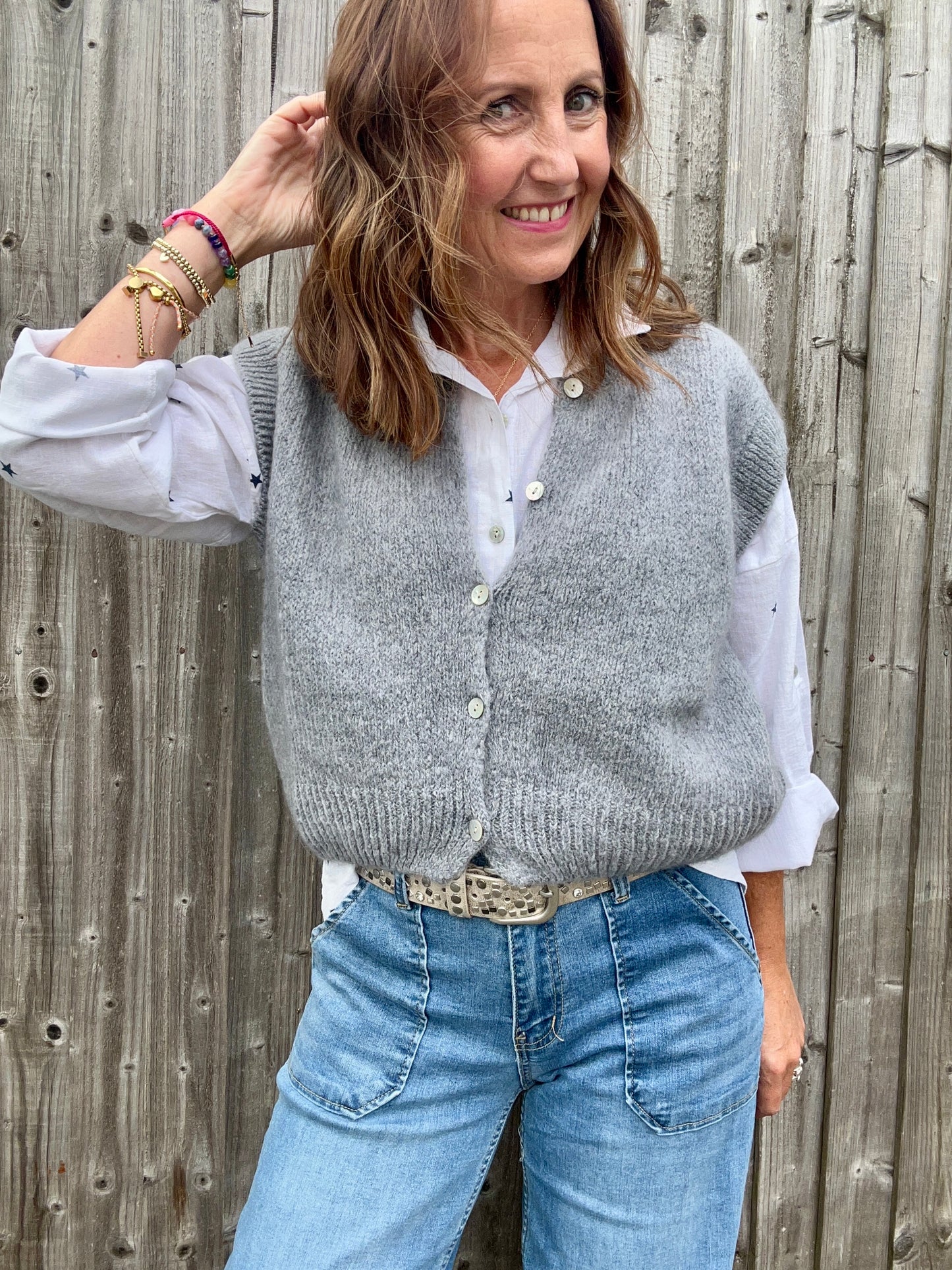 Brodie sleeveless cardigan - Grey
