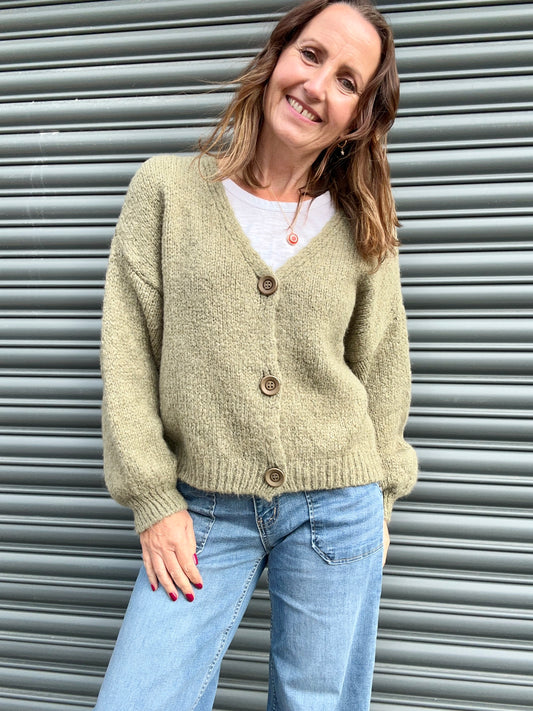 Happy Face cardigan - Khaki