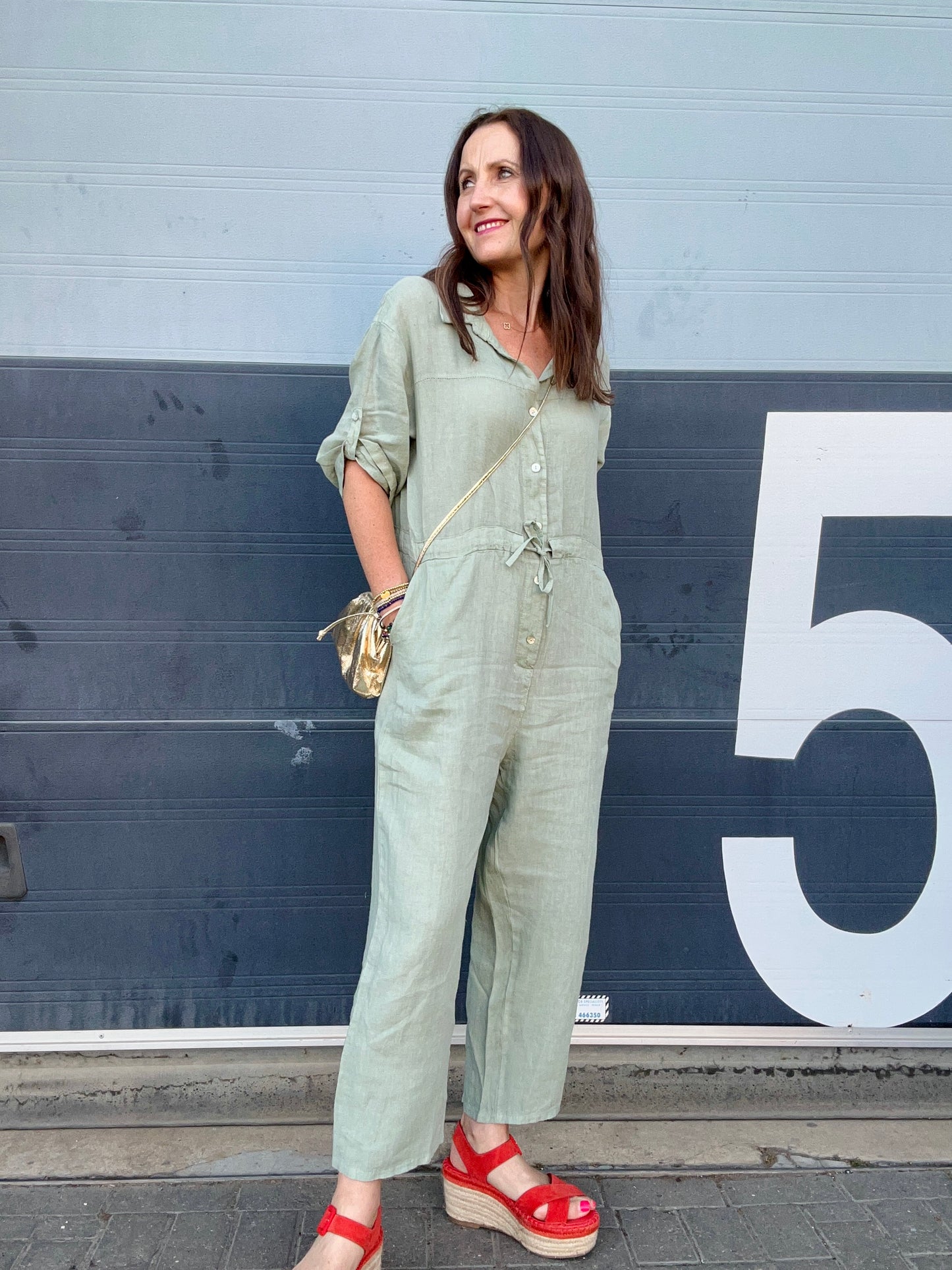 Lexie linen jumpsuit - Moss