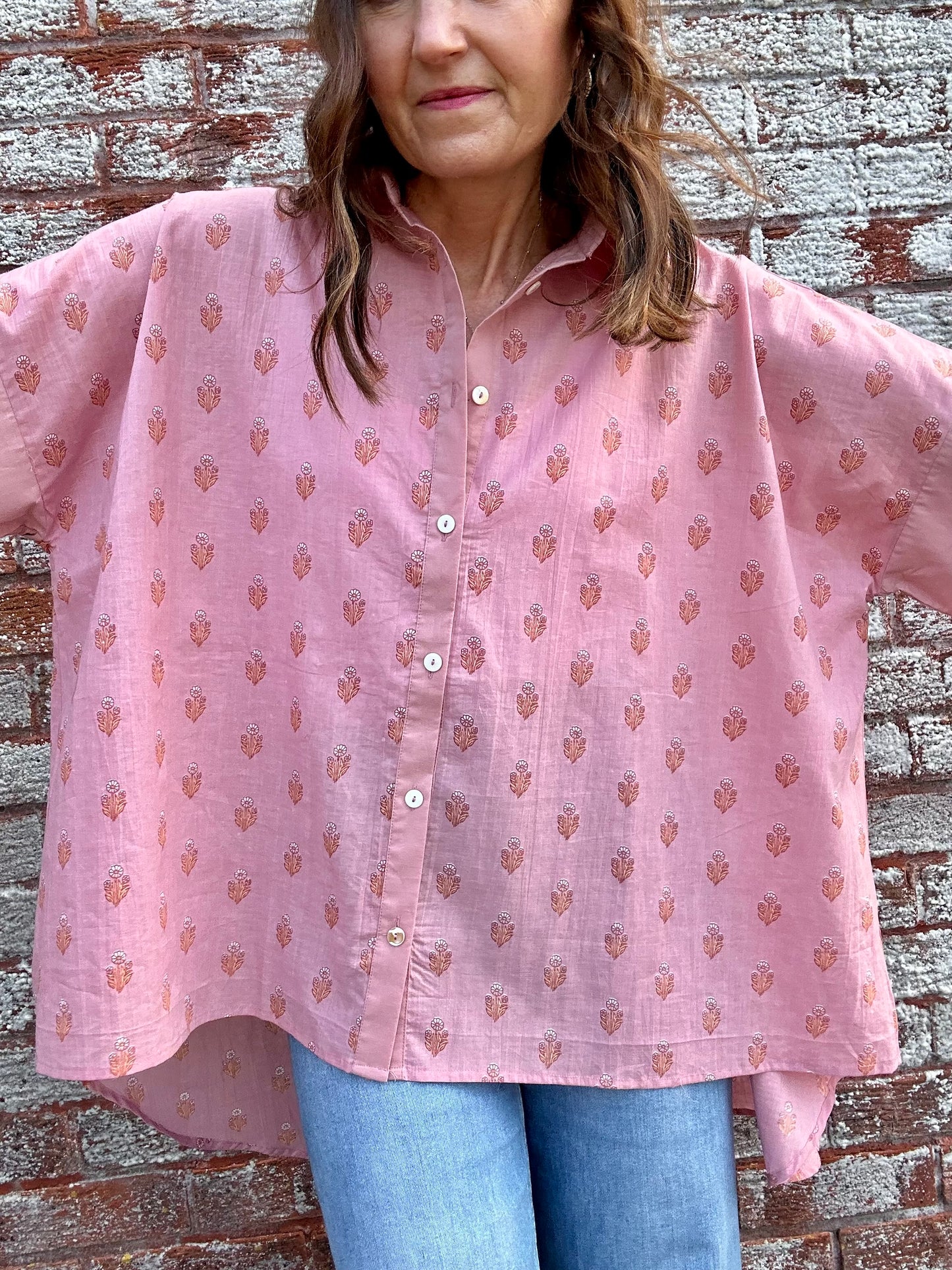 Delta cotton printed blouse