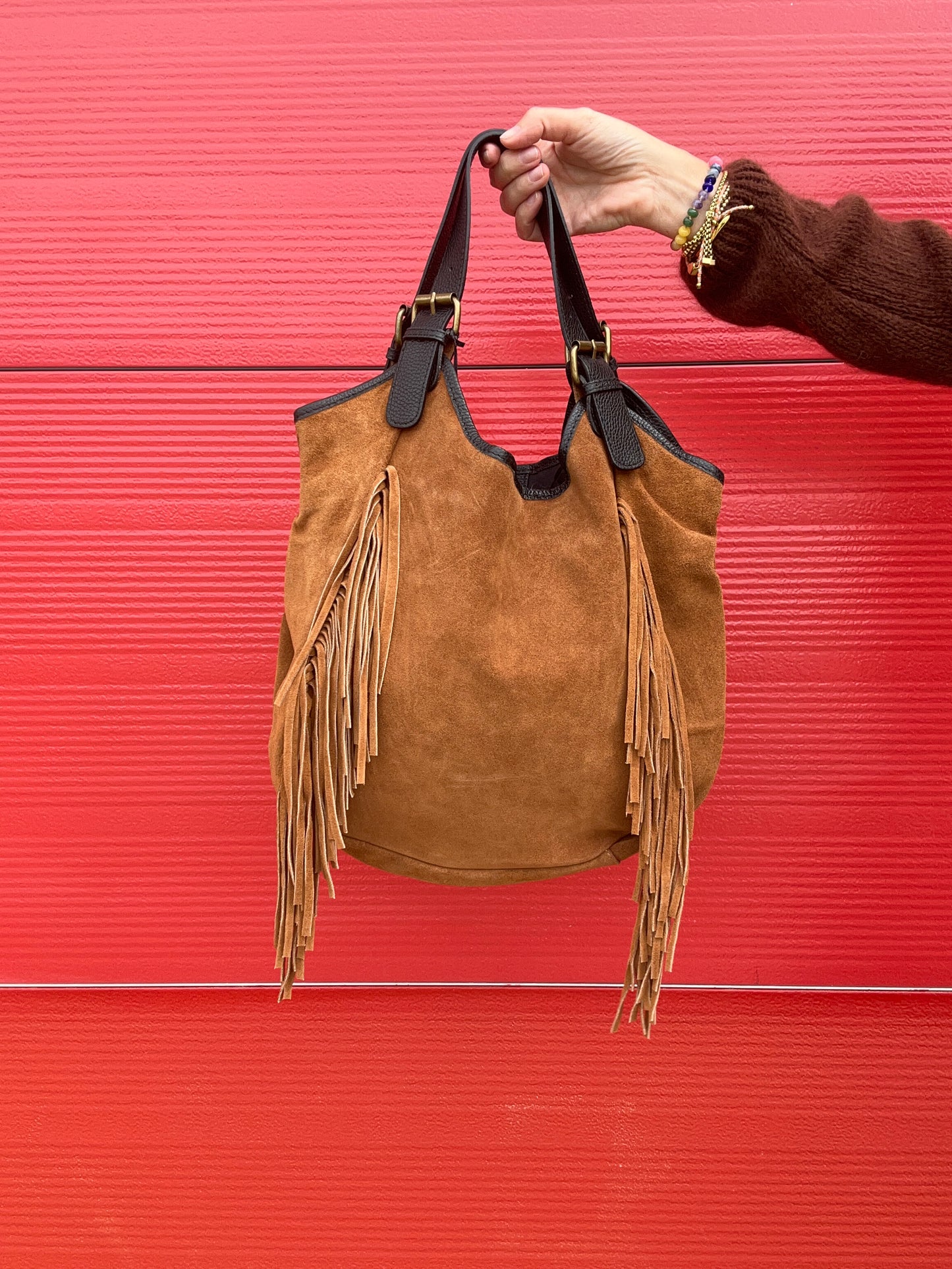 Beth fringed suede bag - Tan