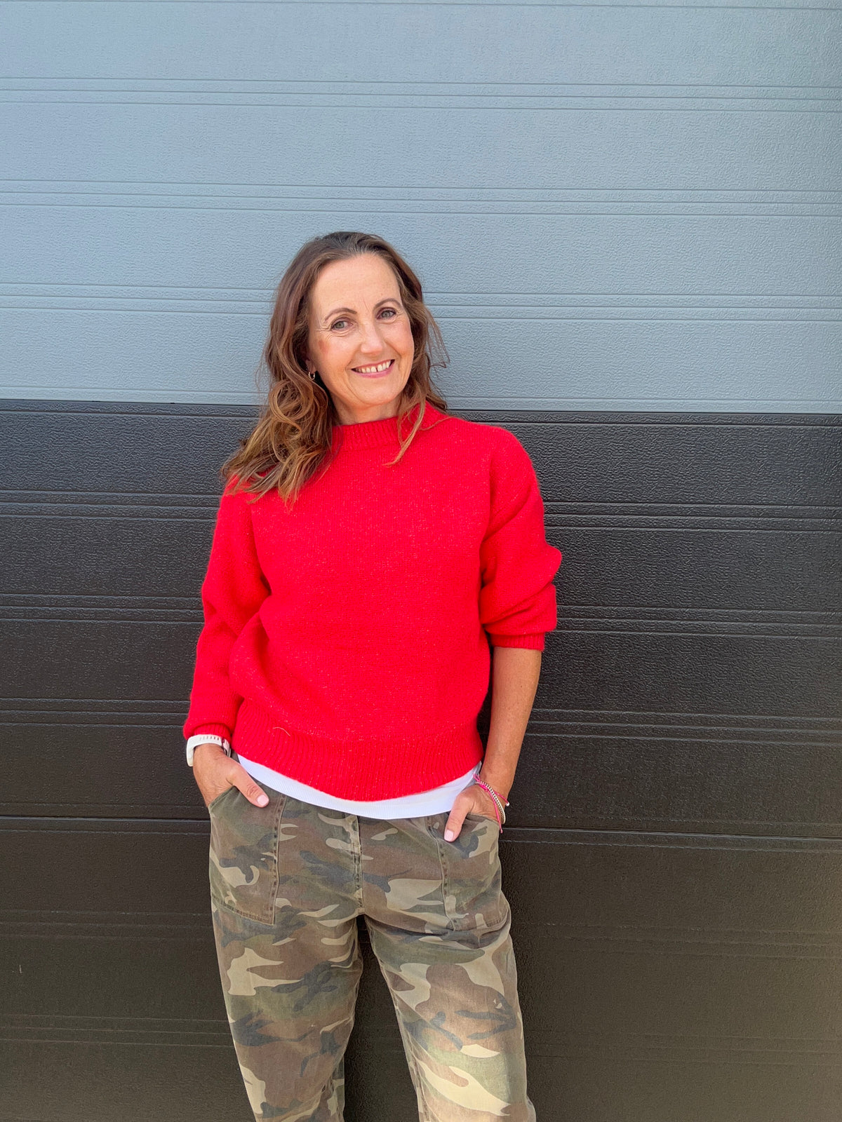 Mae round neck sweater - Red