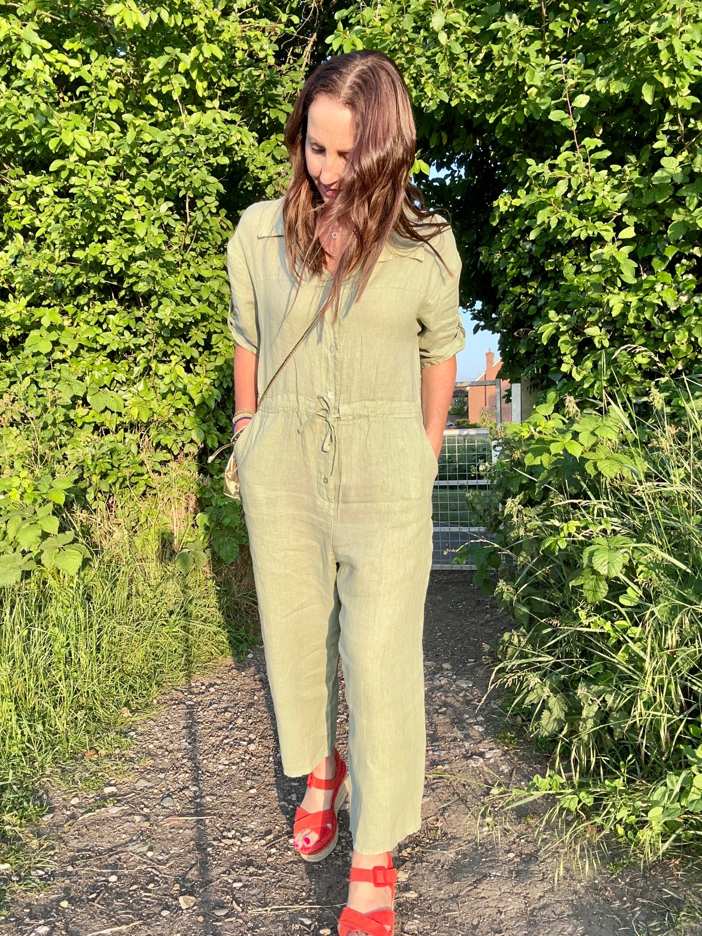 Lexie linen jumpsuit - Moss