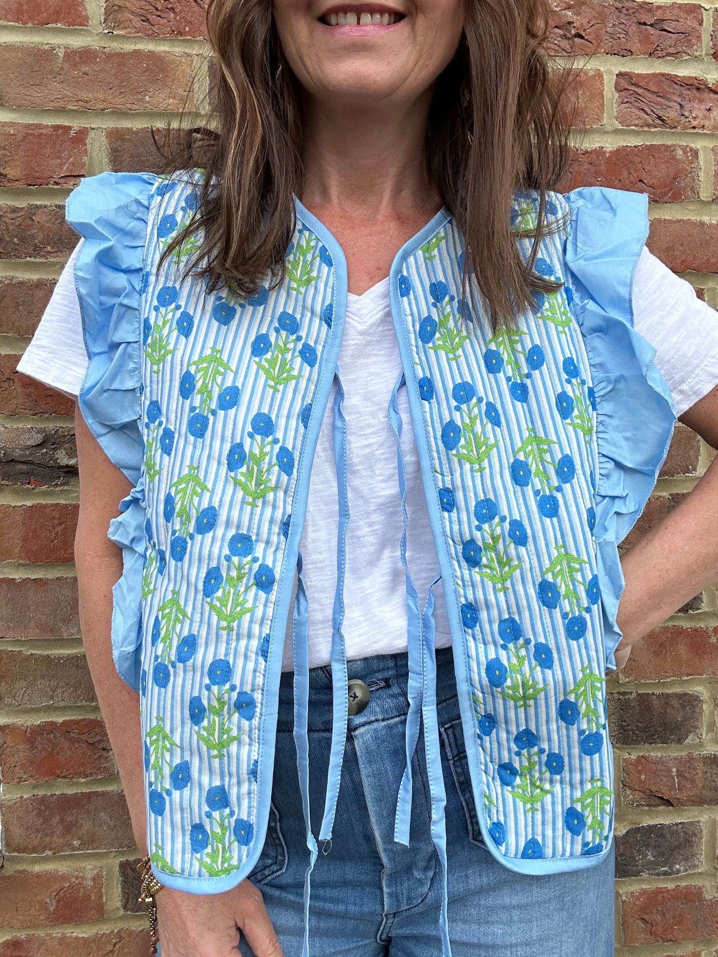 Maudie floral waistcoat - Blue