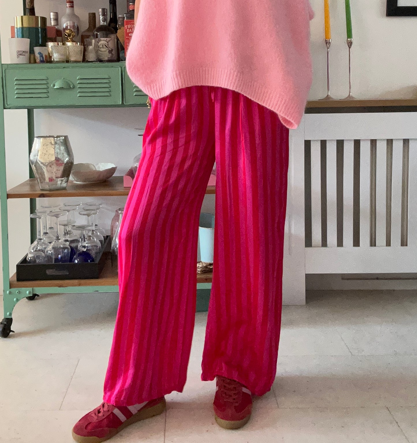 Chelsea striped lounge pants - Red / Pink