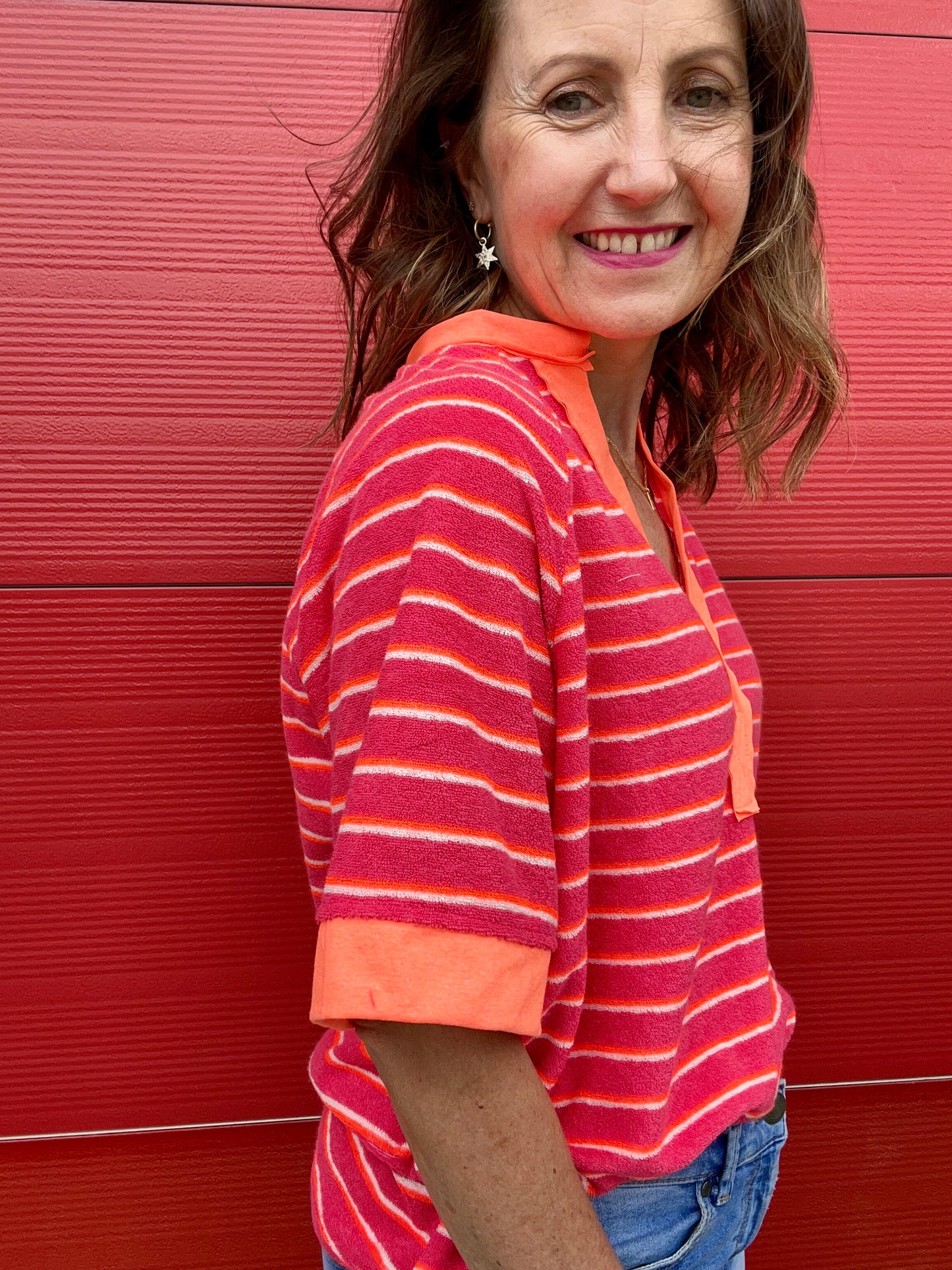 Bobby sporty stripe top - Orange
