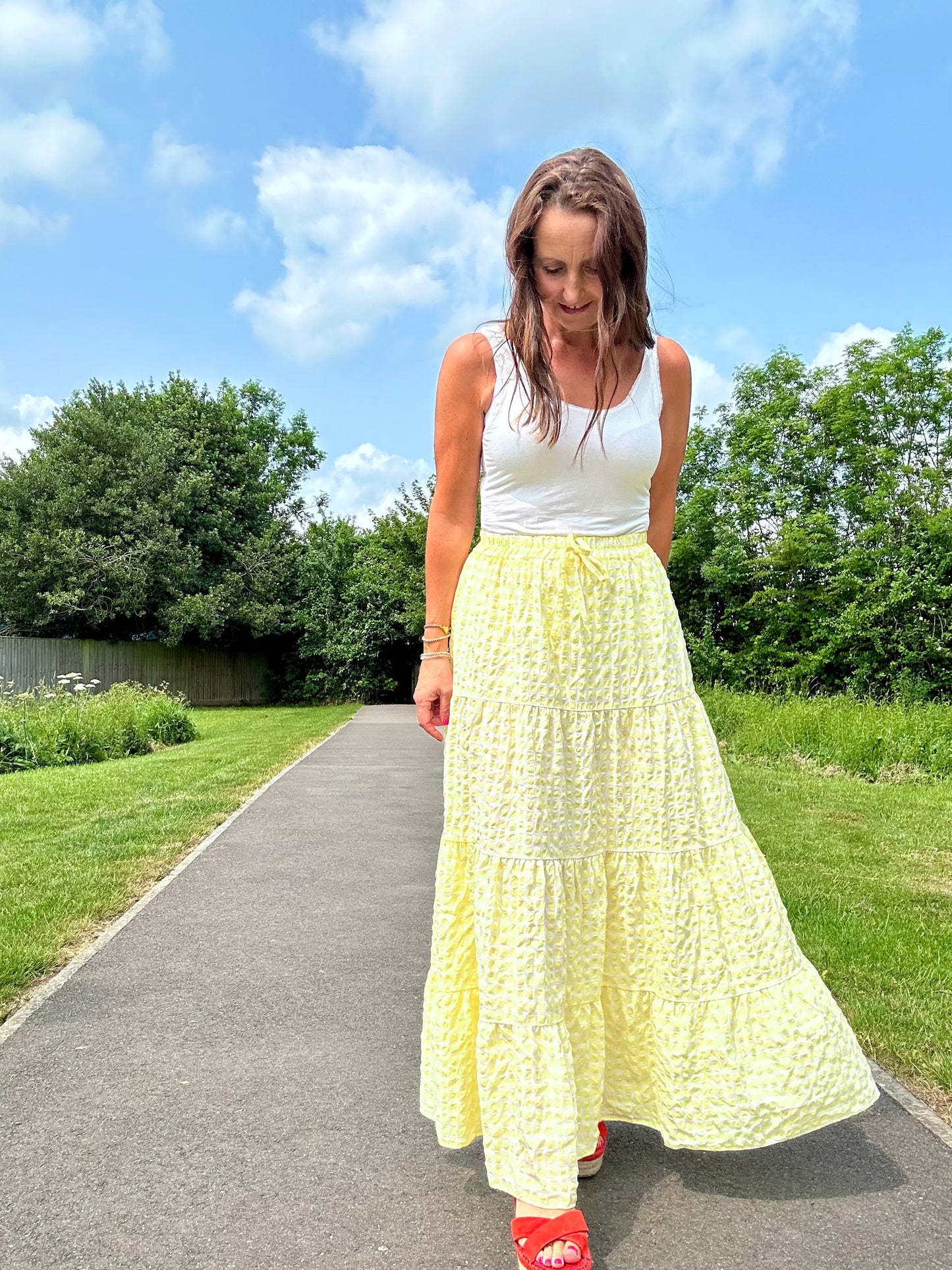 Limone gingham skirt