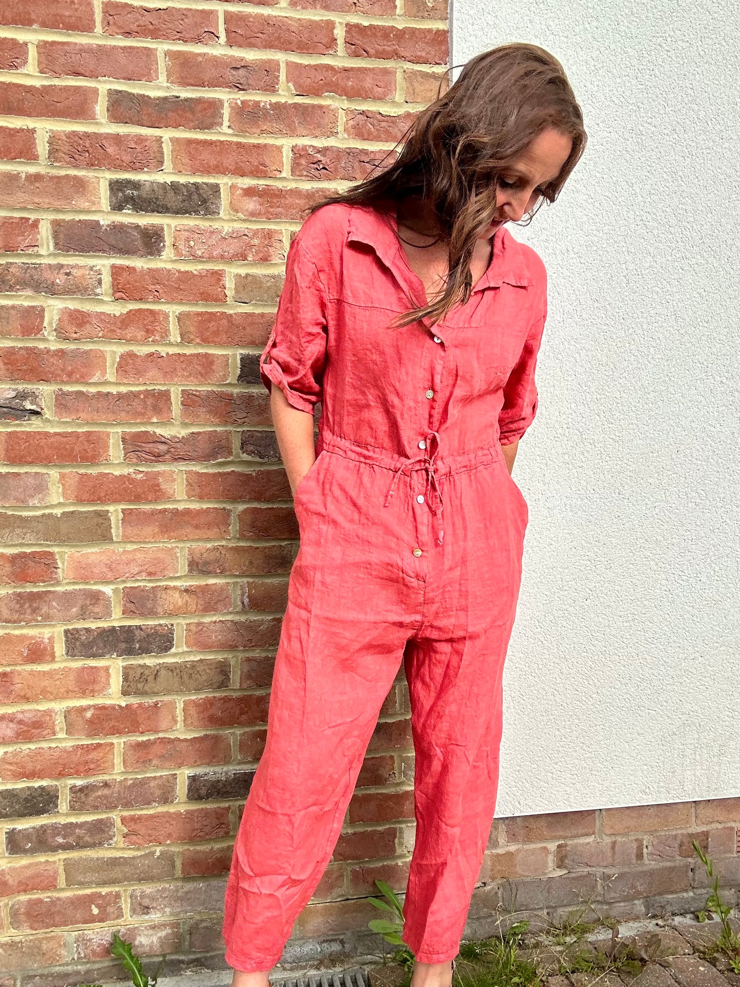 Lexie linen jumpsuit - Terracotta