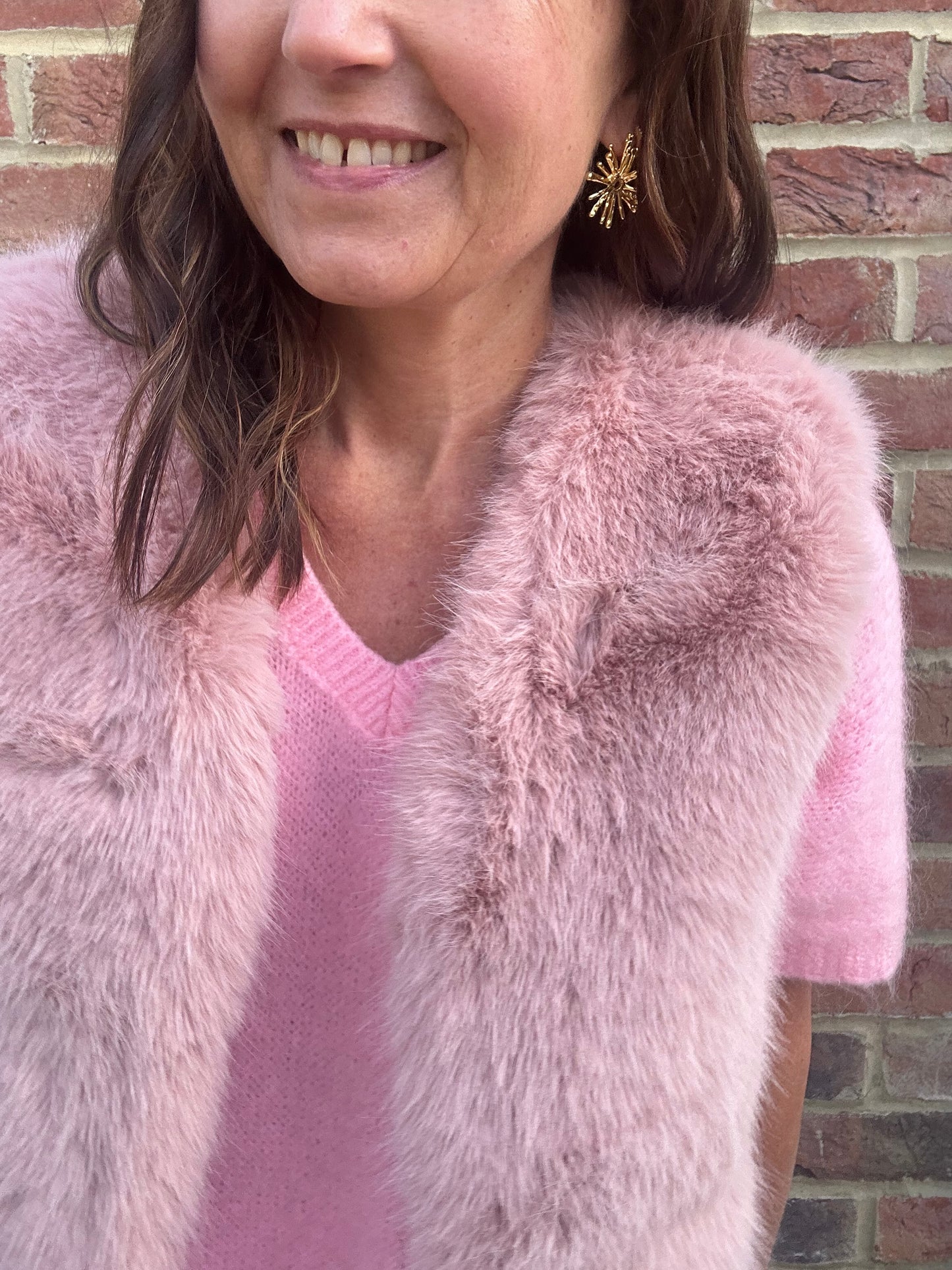 Venus faux fur gilet - Powder