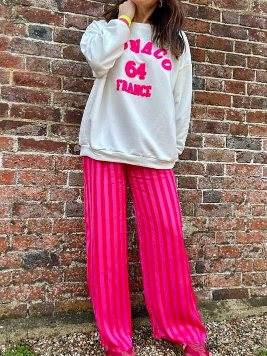 Chelsea striped lounge pants - Red / Pink